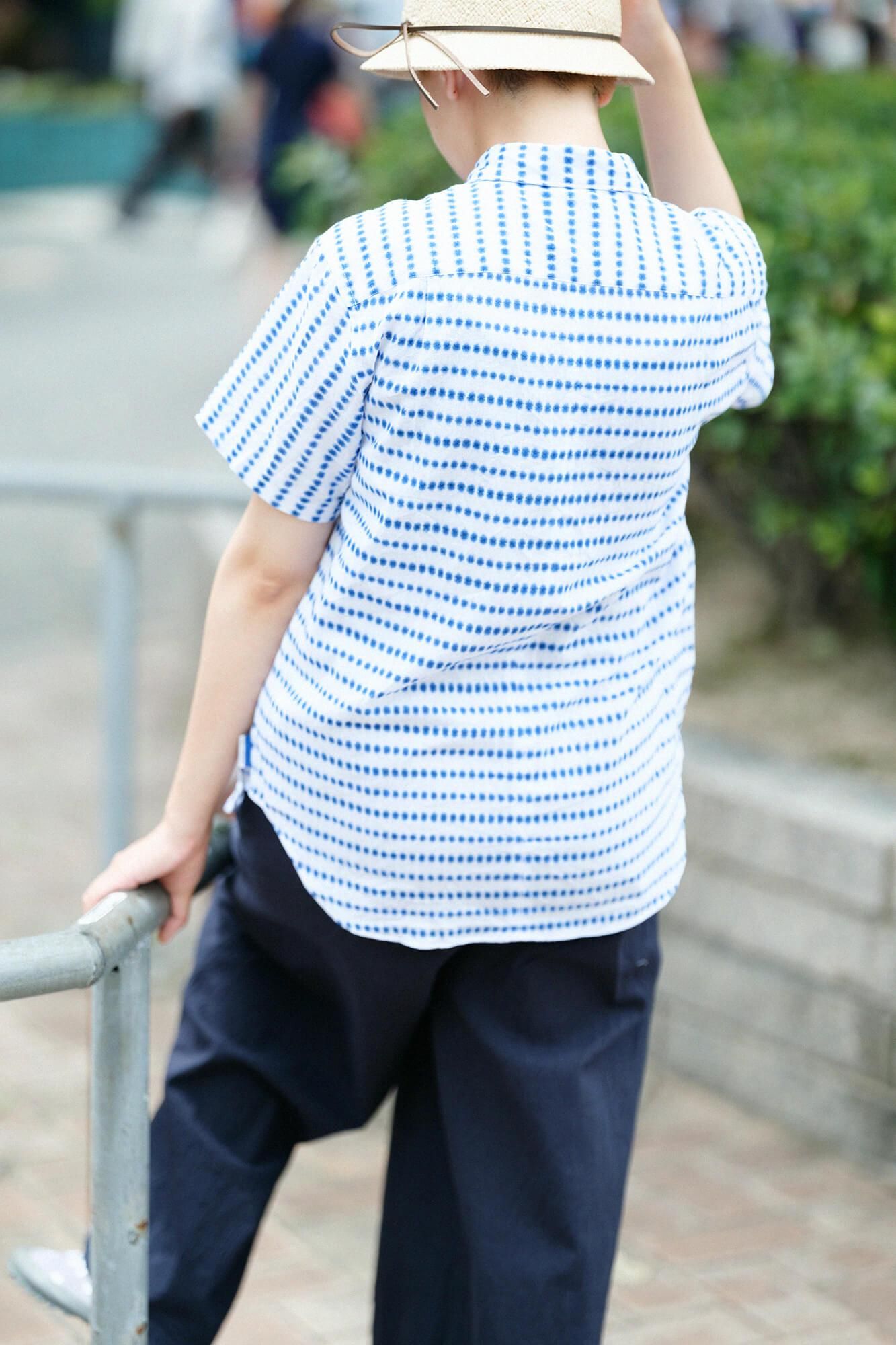 【net限定】知多木綿 有松鳴海絞り 半袖シャツ/張正 豆絞り