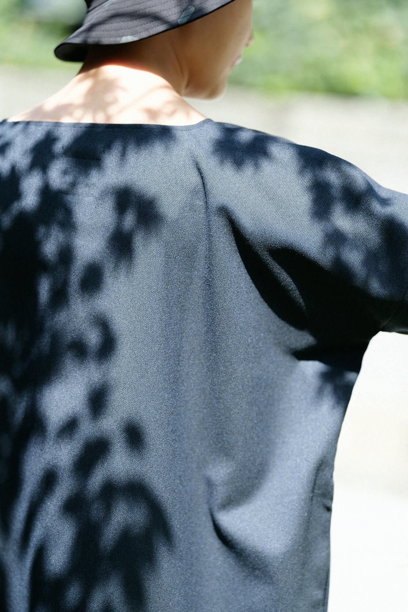 斜紋織W.L.P.長袖長版上衣/.暗藍色