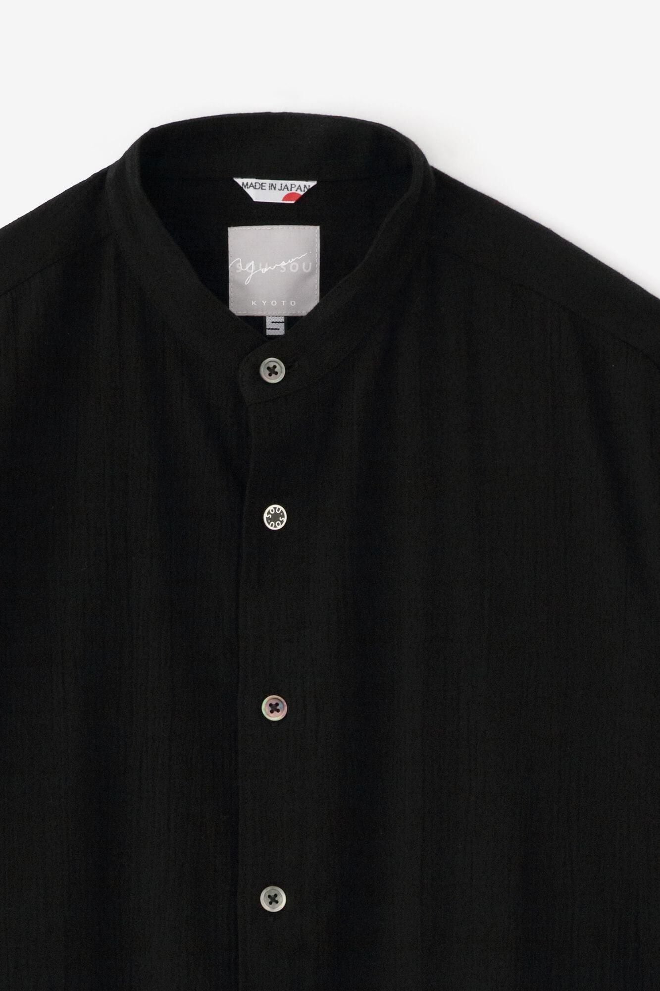 高島縮 20/20 スタンドカラーシャツ SP/濡羽色(ぬればいろ)