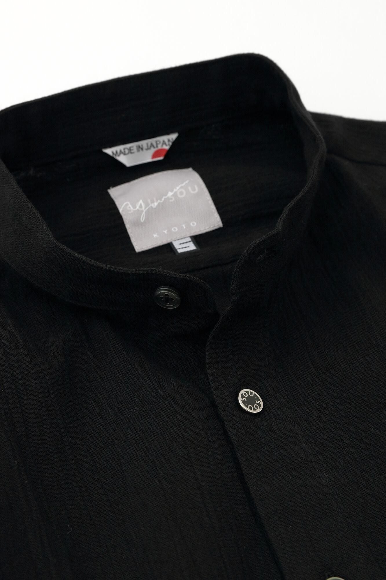 高島縮 20/20 スタンドカラーシャツ SP/濡羽色(ぬればいろ)