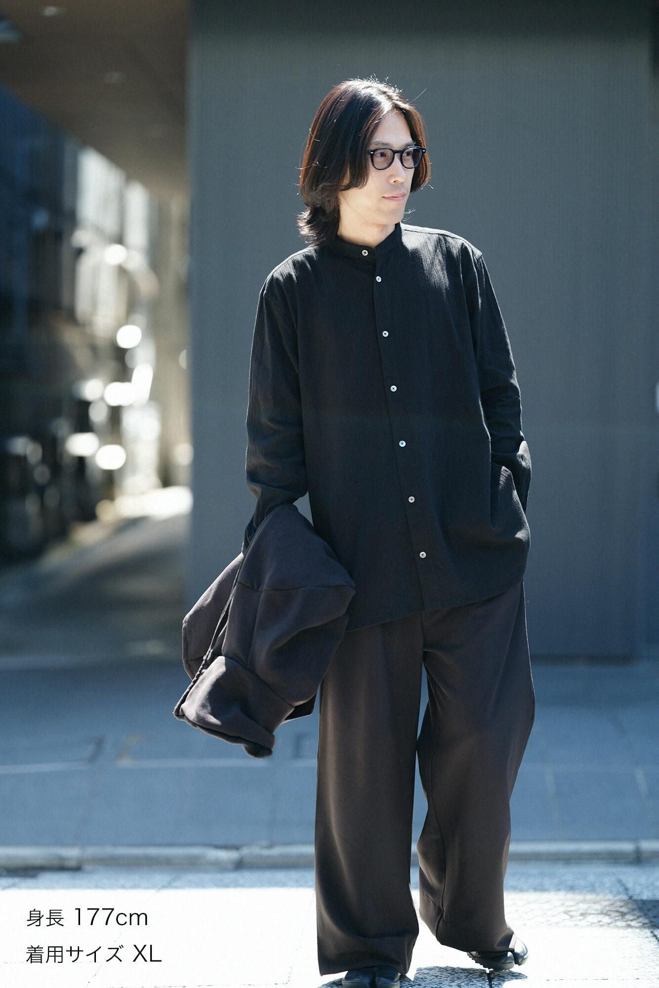 高島縮 20/20 スタンドカラーシャツ SP/濡羽色(ぬればいろ)