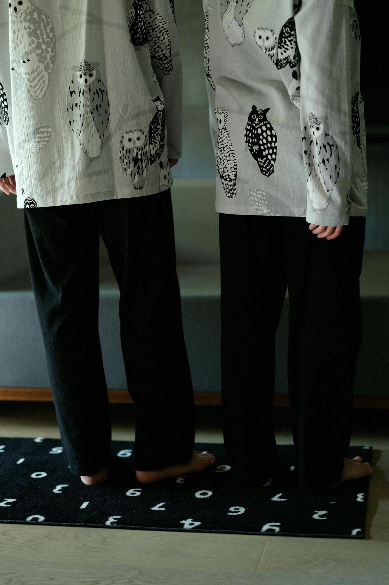 高島縮棉 20/20 圖案紋樣居家服/貓頭鷹×黑色