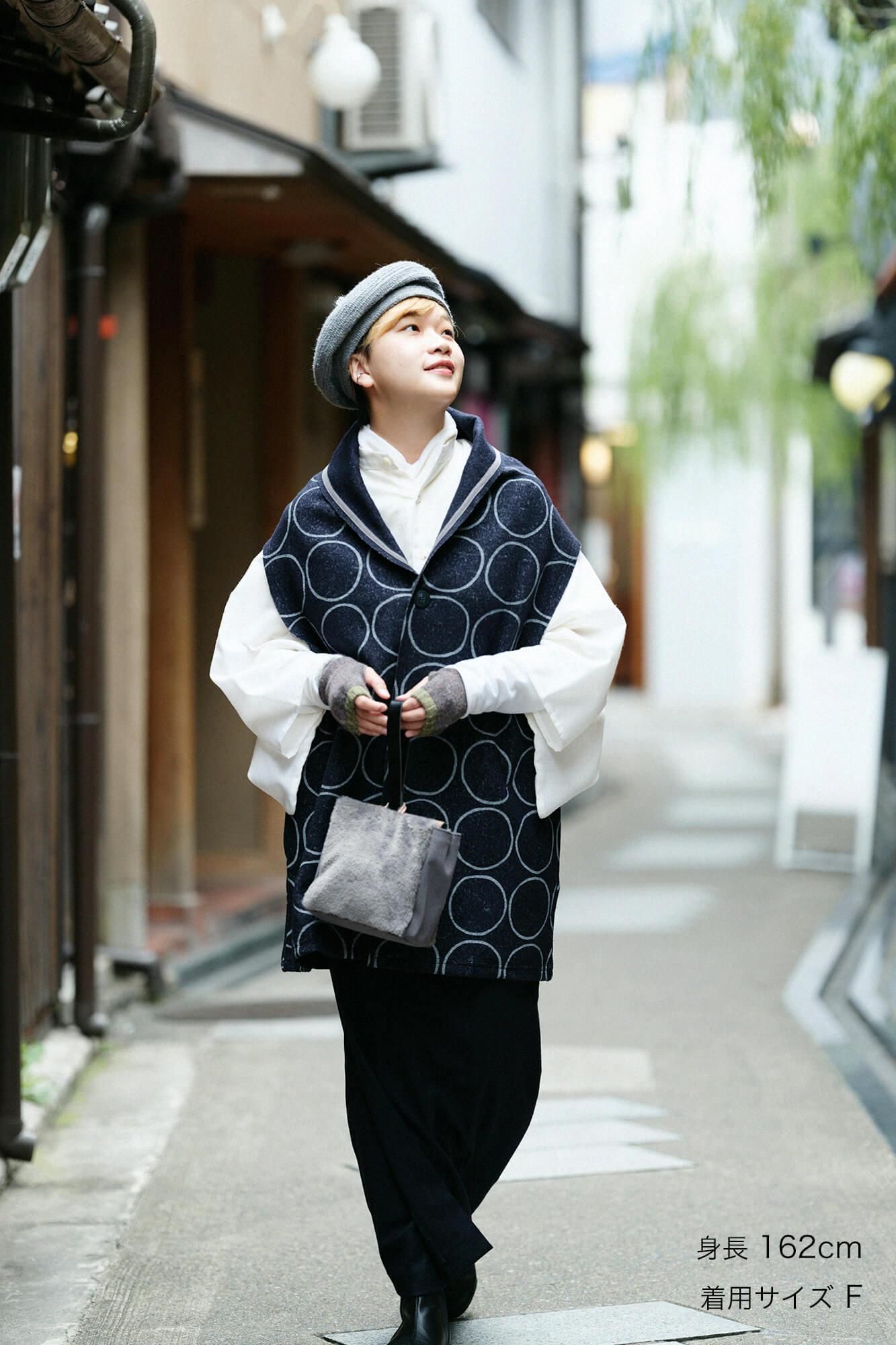 【net limited】Felted Boucle Saya Vest / Circles Dark Navy