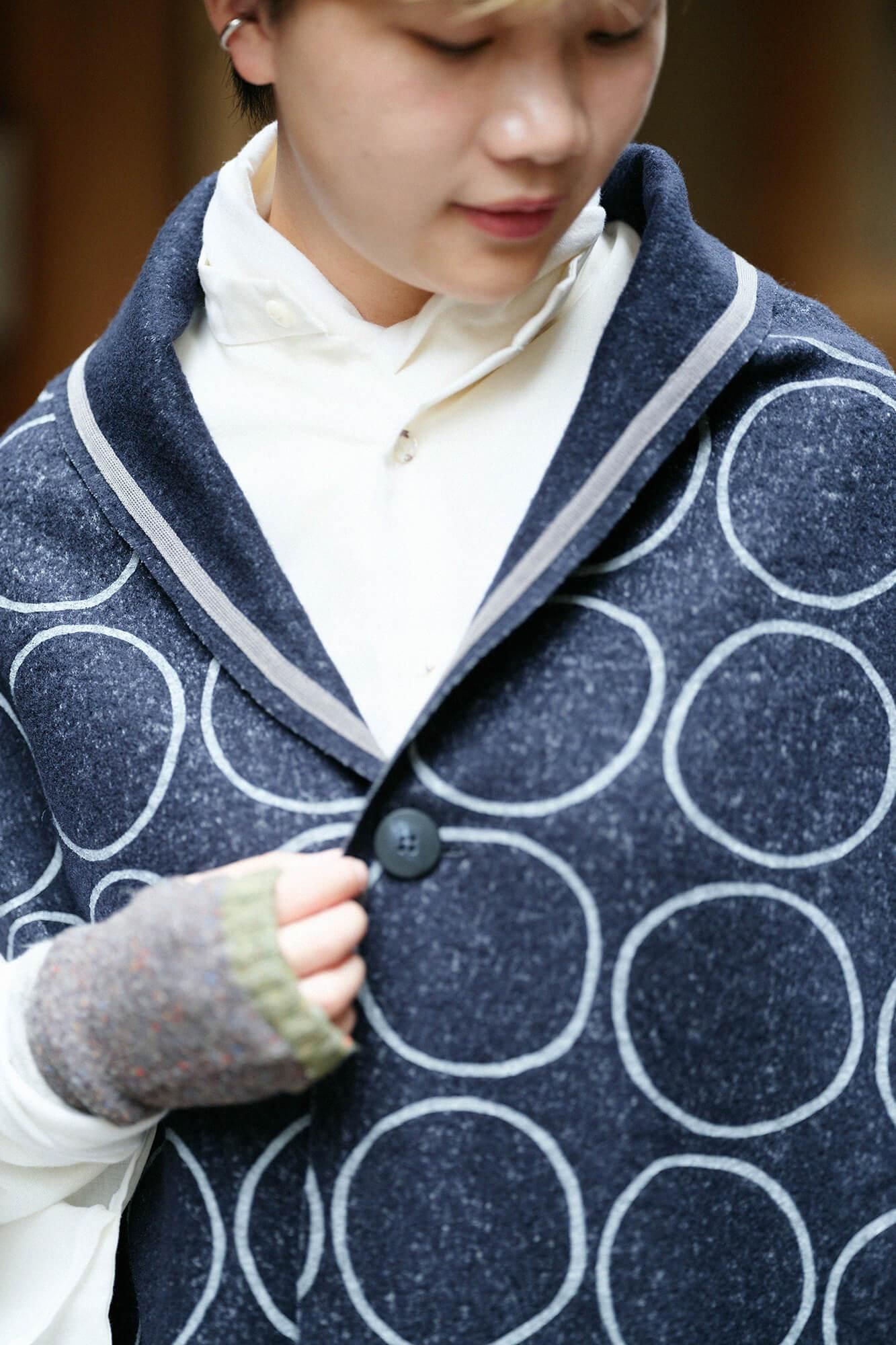 【net limited】Felted Boucle Saya Vest / Circles Dark Navy