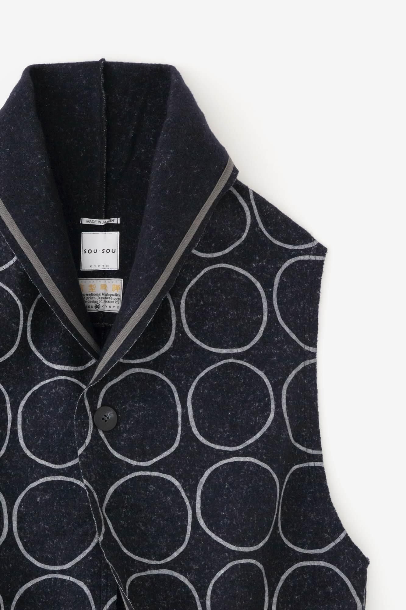 【net limited】Felted Boucle Saya Vest / Circles Dark Navy