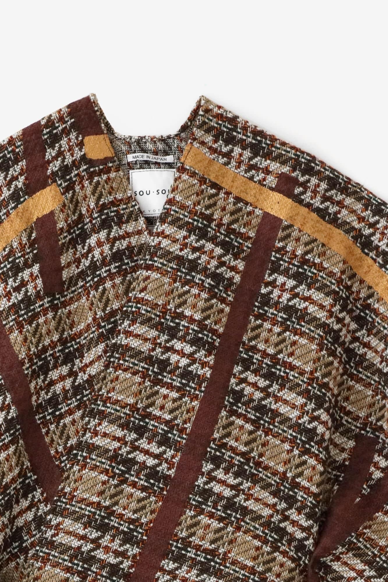 【net limited】tweed Twill Weave(AyaFestivethe law of nature) Kisaragi Poncho/Tobi(Kitobi)and Blank Dark Brown Lattice