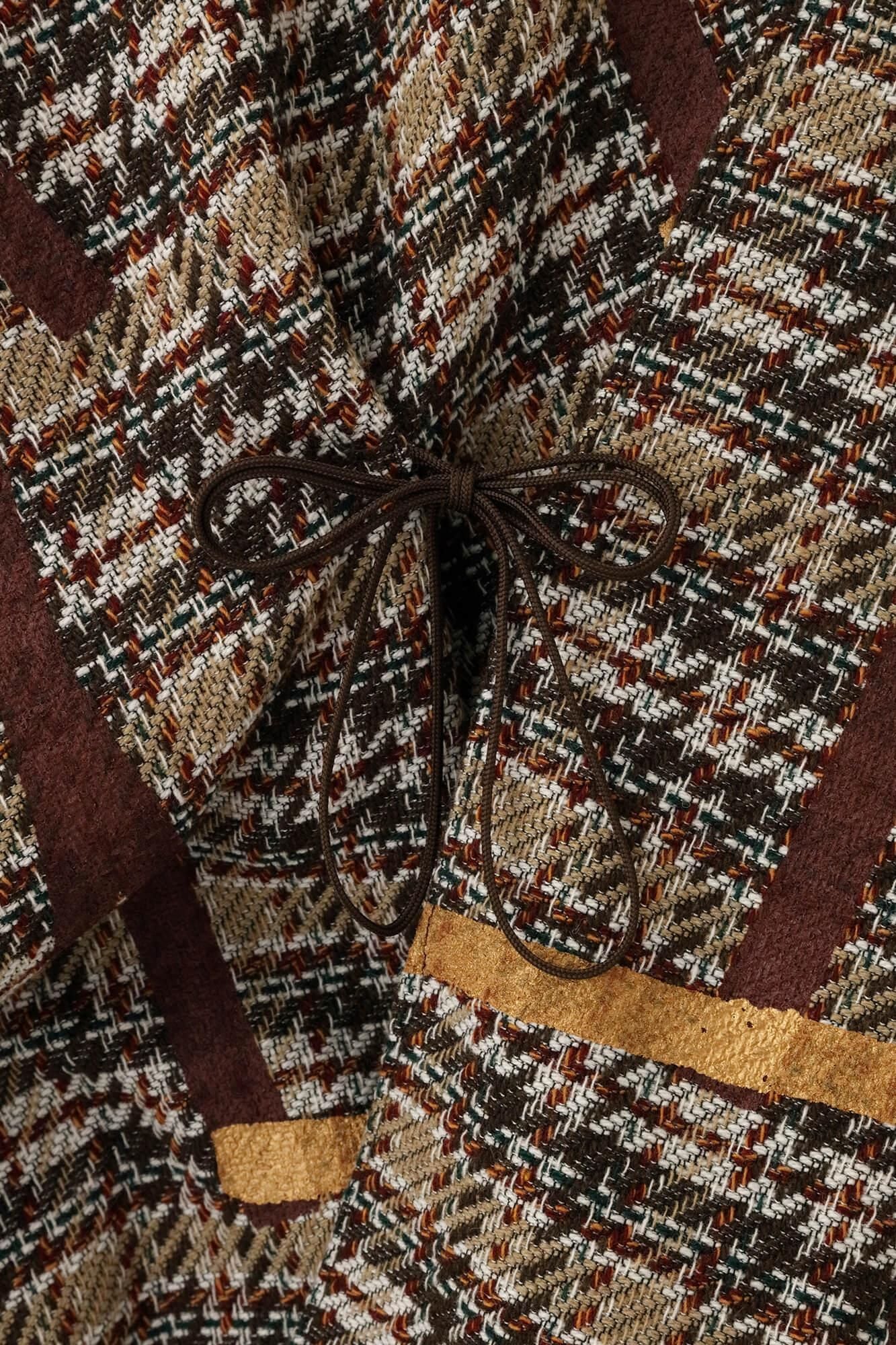 【net limited】tweed Twill Weave(AyaFestivethe law of nature) Kisaragi Poncho/Tobi(Kitobi)and Blank Dark Brown Lattice