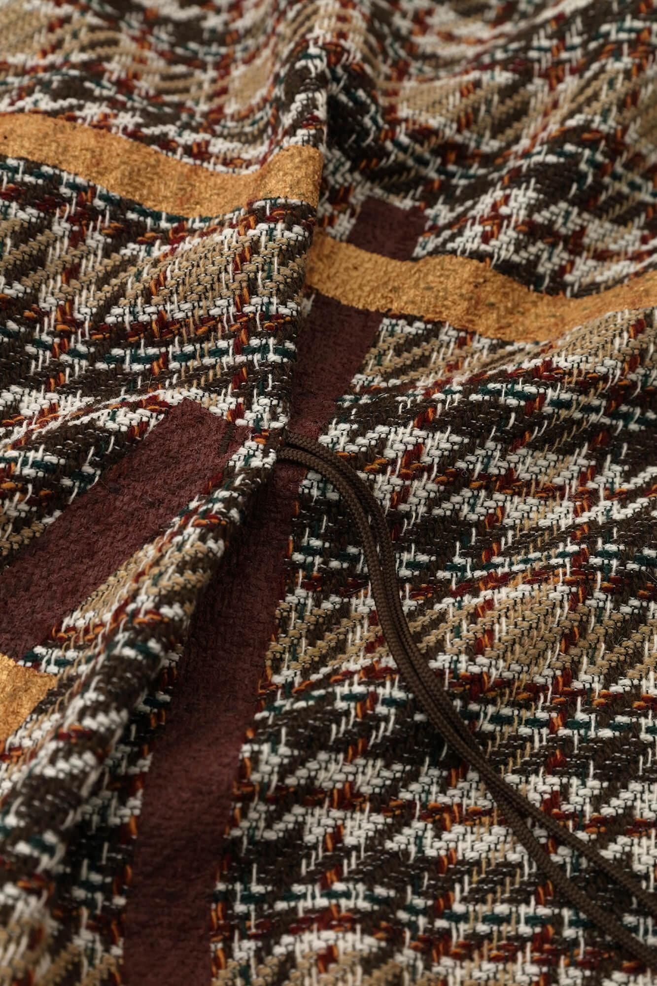 【net limited】tweed Twill Weave(AyaFestivethe law of nature) Kisaragi Poncho/Tobi(Kitobi)and Blank Dark Brown Lattice