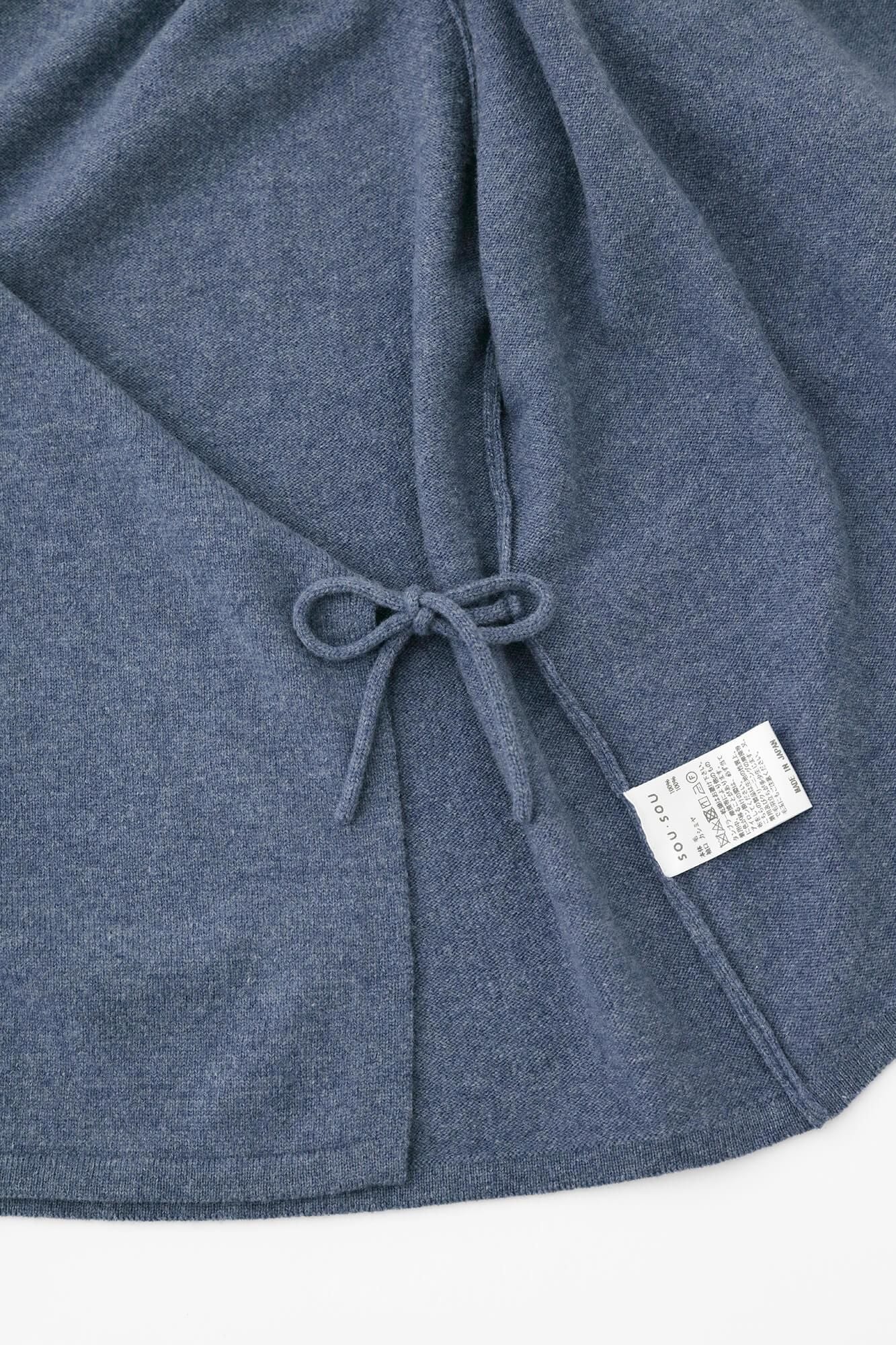 SOU・SOU×ALPHA羊絨雙色袖和裝針織衫/灰藍色衣身