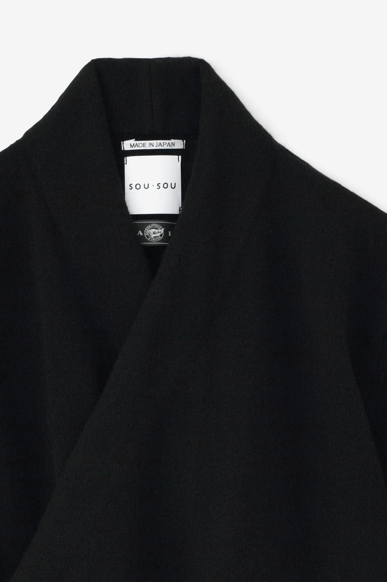 SOU・SOU×ALPHA羊絨雙色袖和裝針織衫/黑色衣身