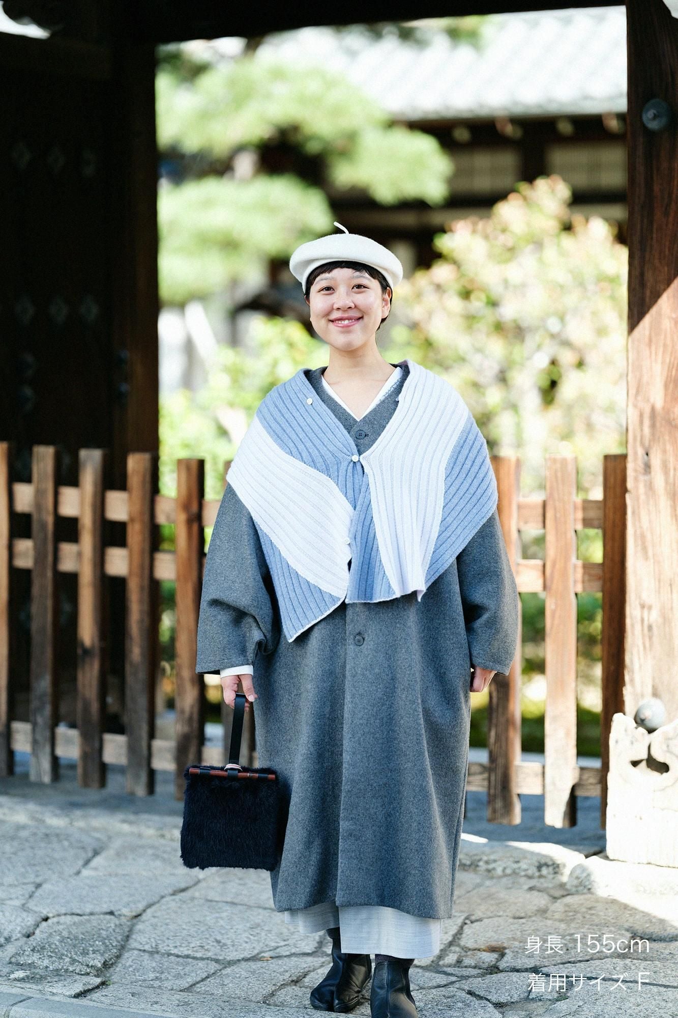 SOU・SOU×ALPHA Cashmere Karesansui Scarf / White×Blue