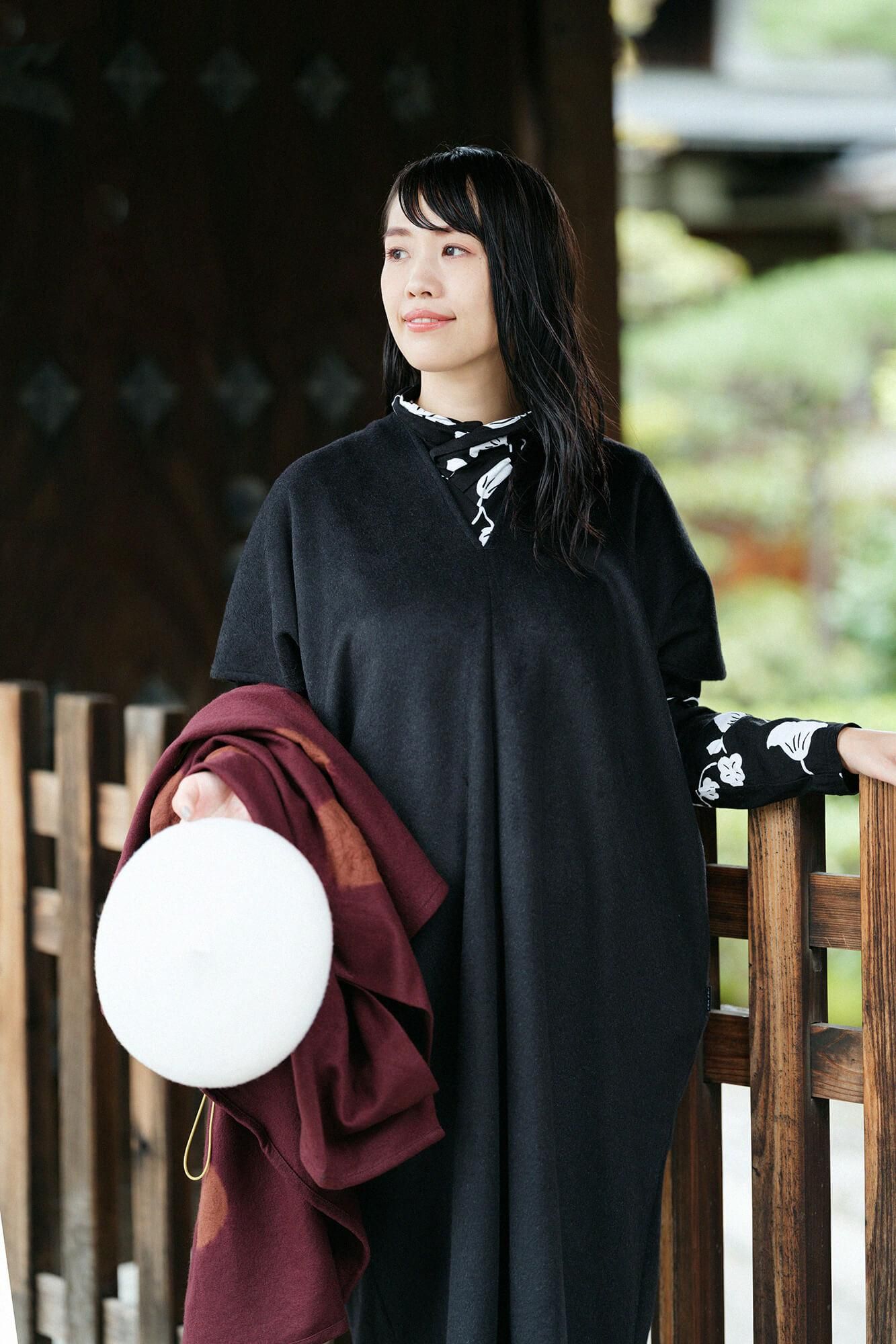 셋케츠기모 아미 직사각형 원피스 후타츠미(둘)/검은색