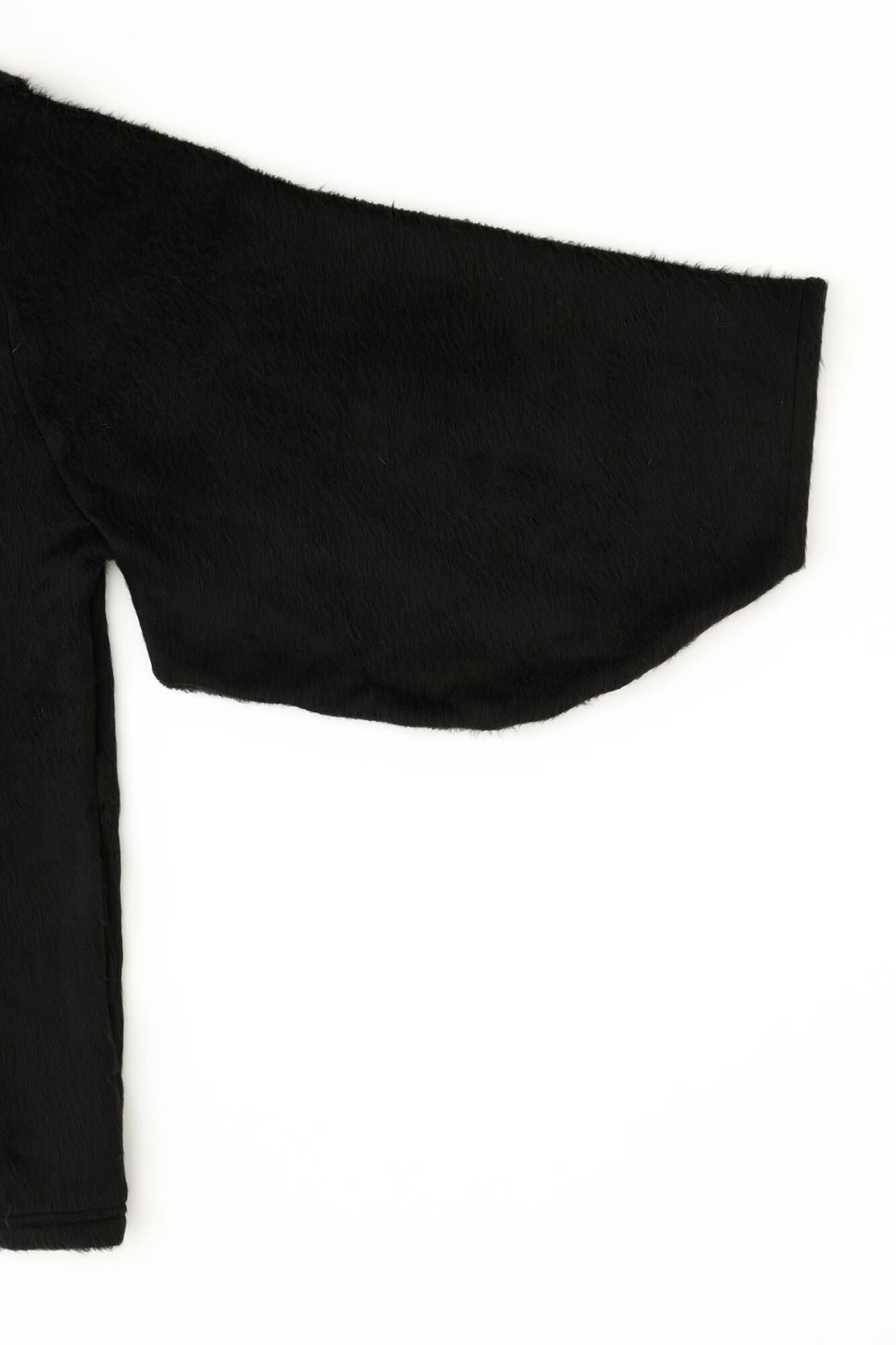 Imported Dual-layered Knit Fur Naginata Earl Cardigan / Black