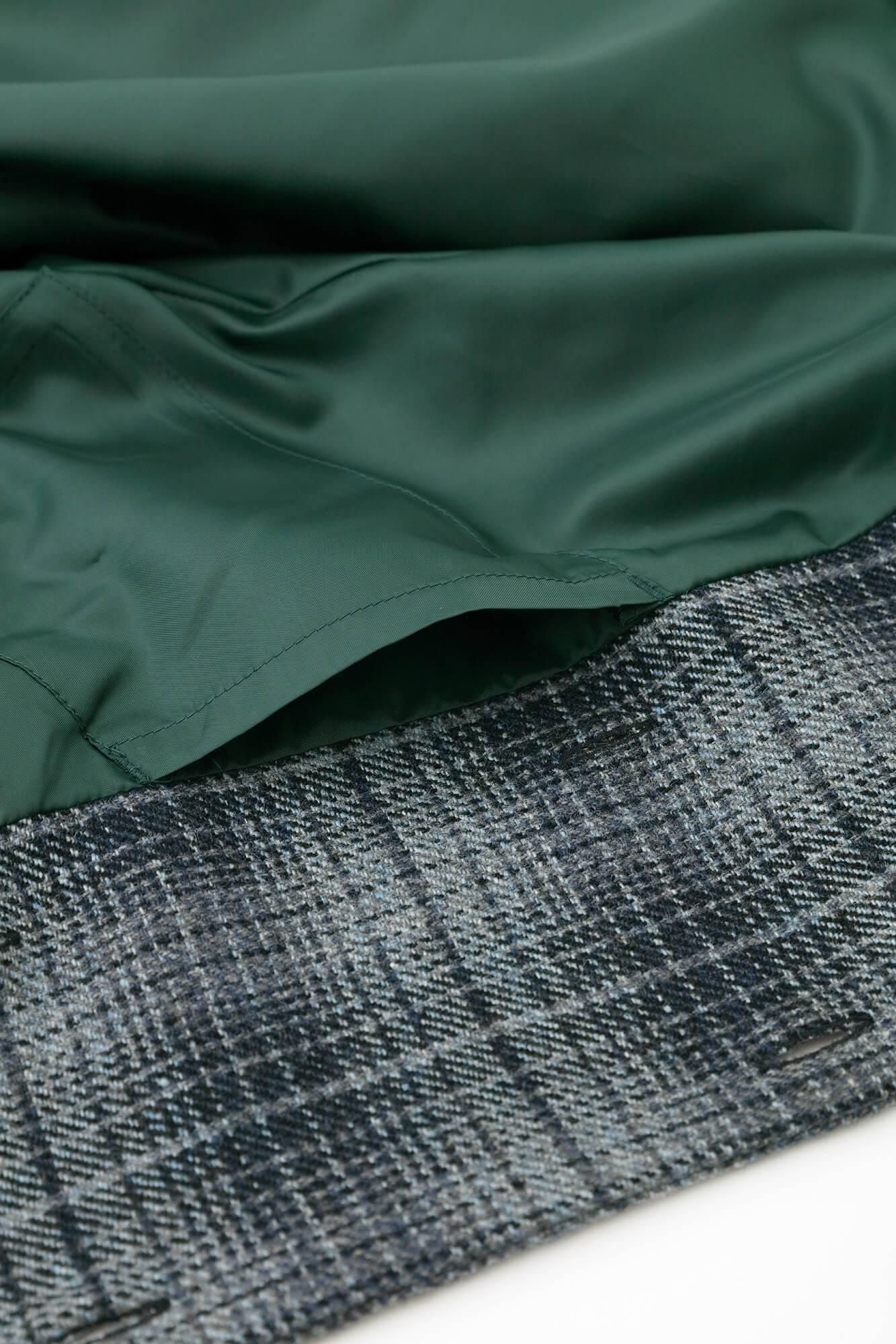 【net limited】Worsted Combed Yarn Lattice Weave Double Breasted Naginata Square Neck Coat with Lining / Suigyoku, Polka Dots Mara Bluish Grey