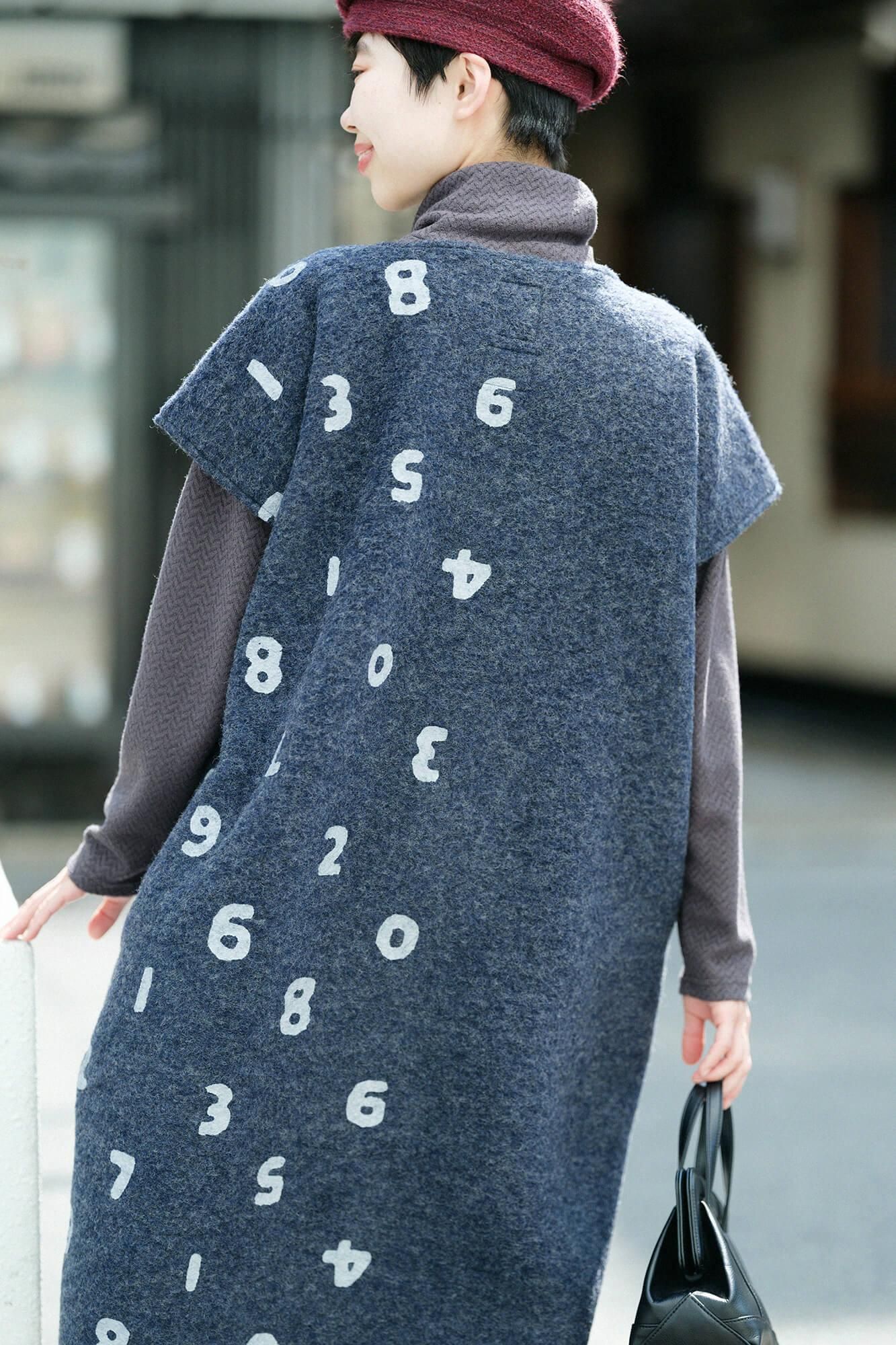 【net limited】Imported Raxa Fabric Rectangular Dress / SO-SU-U Up and Down and Up and Down and Blank Grayish Blue
