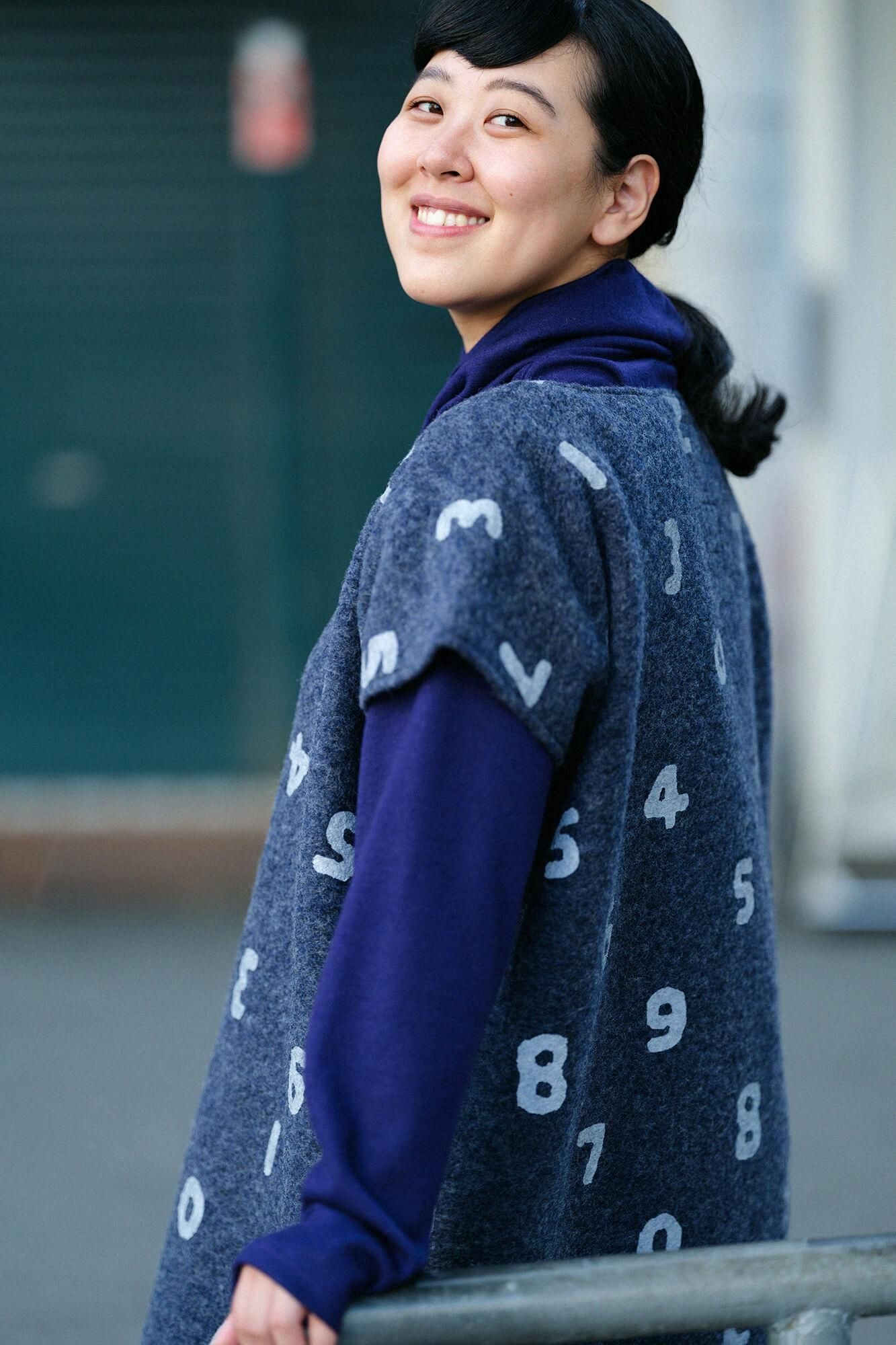 【net limited】Imported Raxa Fabric Rectangular Dress / SO-SU-U Up and Down and Up and Down and Blank Grayish Blue