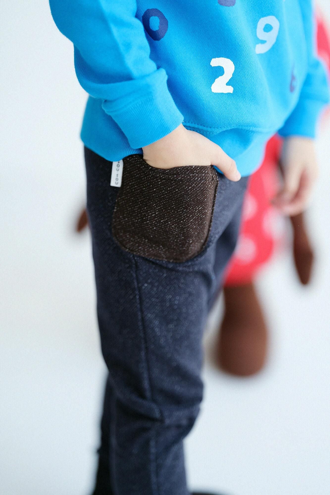 ●插入編 長褲/
深藍色