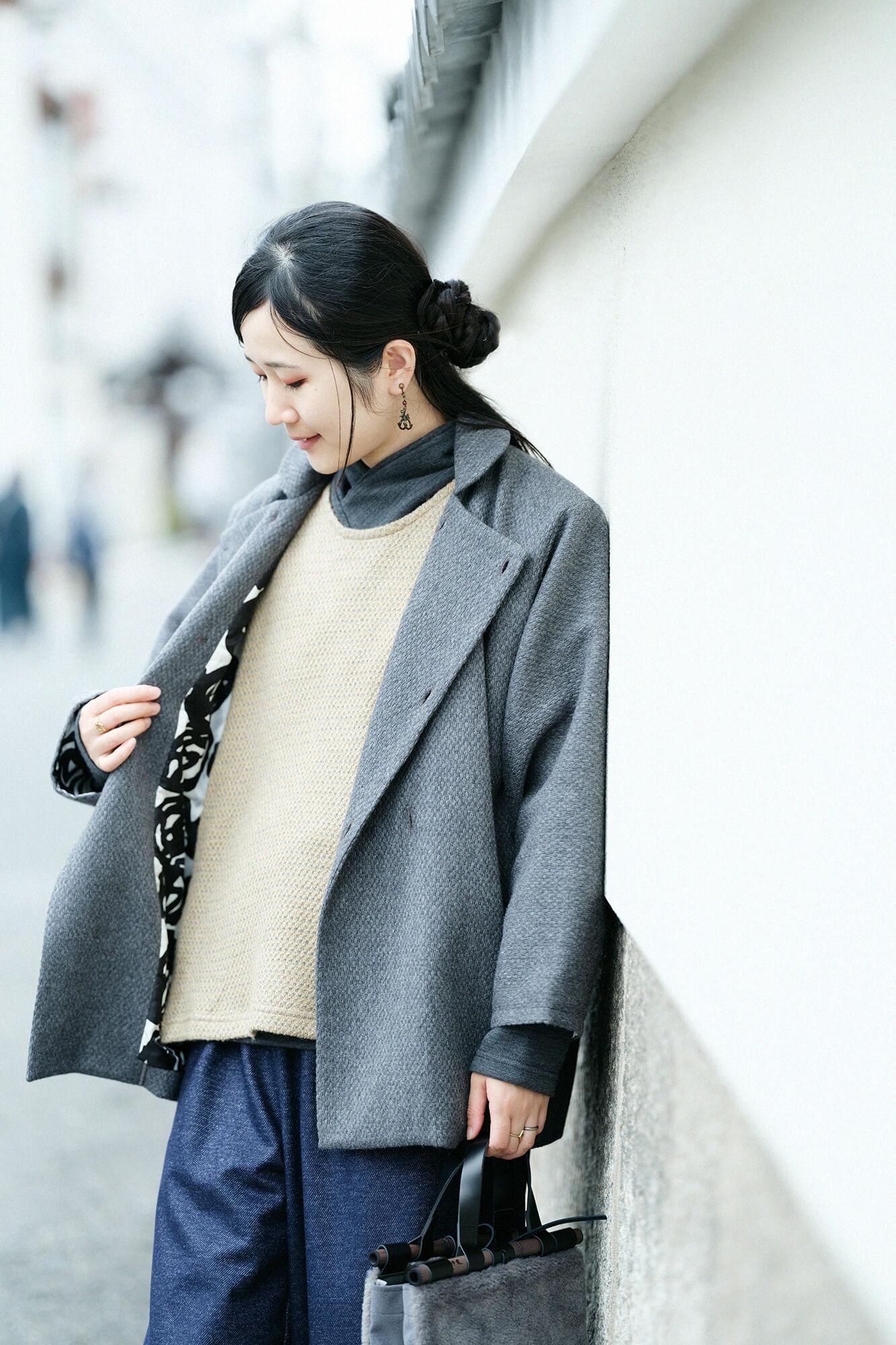 Knit Square Top Shoulder Line / Willow Green