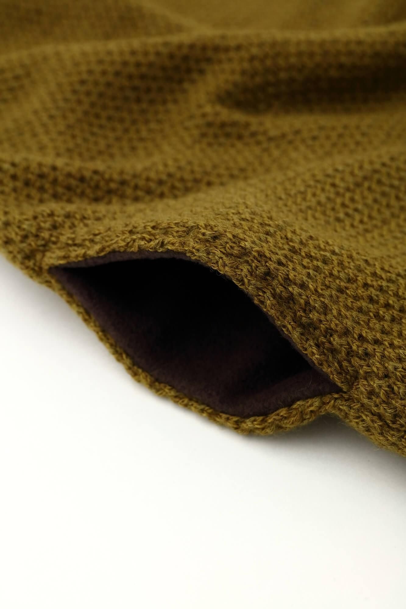 針織 方形上衣 肩線/棕綠色