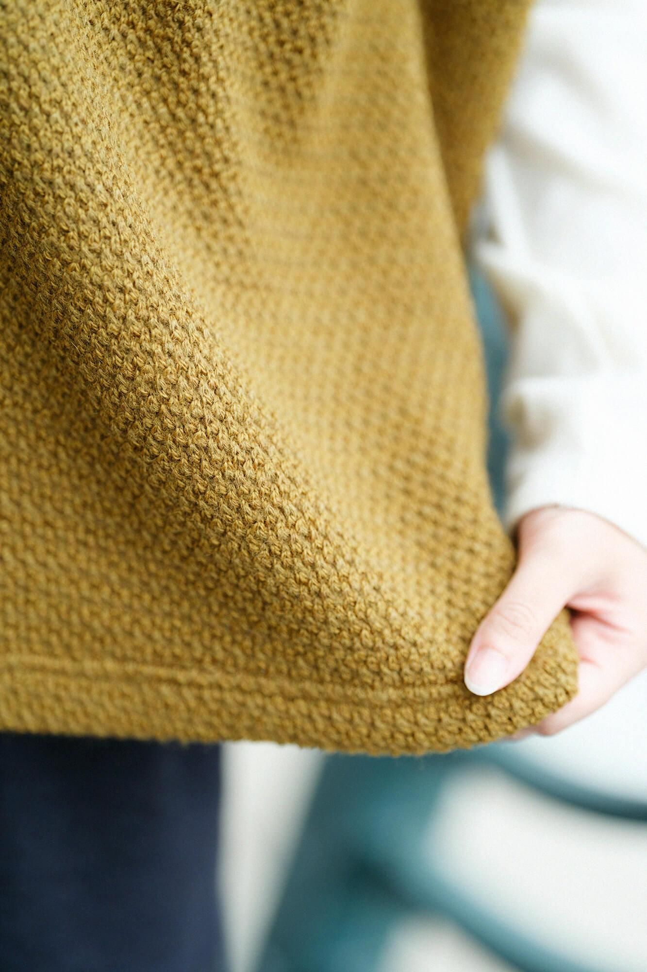 針織 方形上衣 肩線/棕綠色