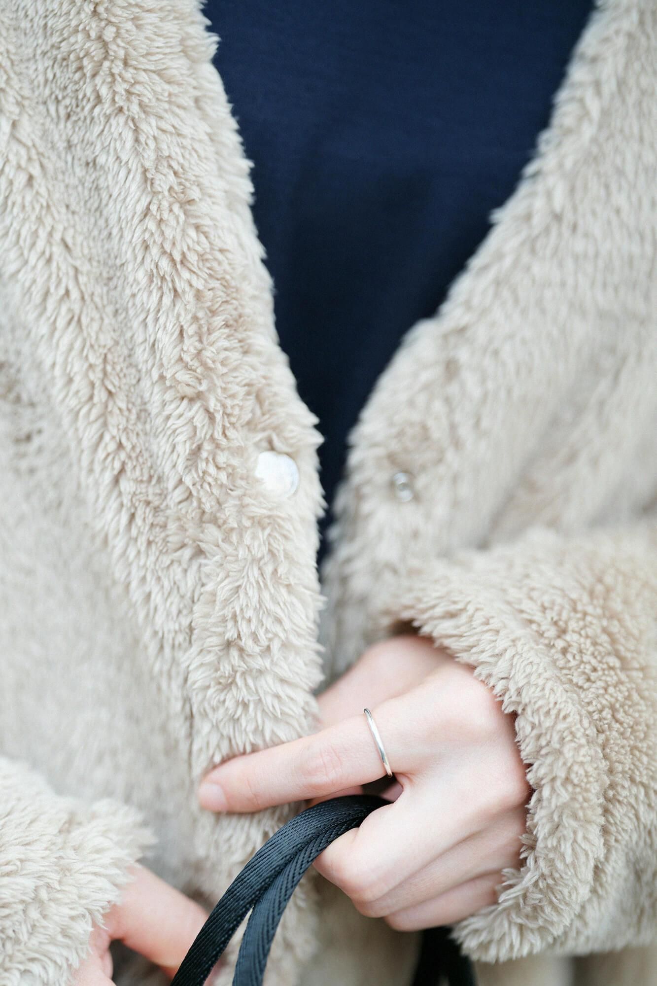 Boa V-neck Light Tunic Coat / Hazelnut Color