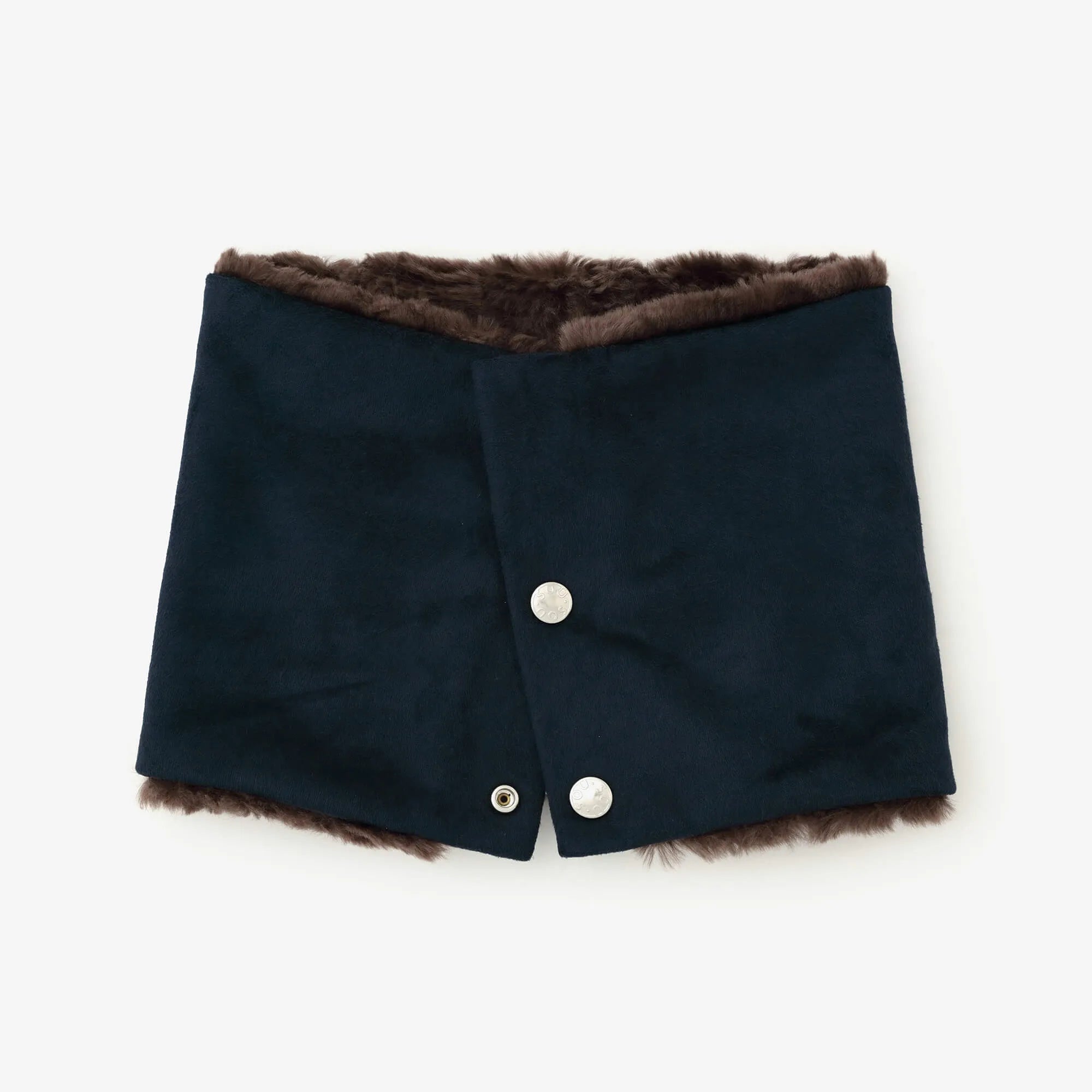 【預購】人造毛皮 雙面用短圍巾/暗藍色×棕色(※預計於12月9日左右發貨)