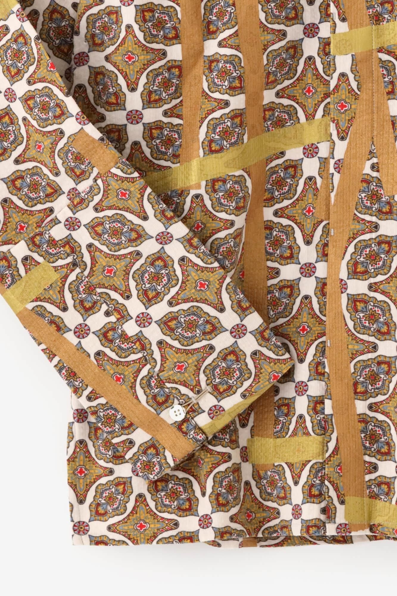 コール天 舶来文様(はくらいもんよう) 立衿(たちえり) 筒袖襯衣(つつそでしんい)/鳶(とび) 象牙色(ぞうげいろ)