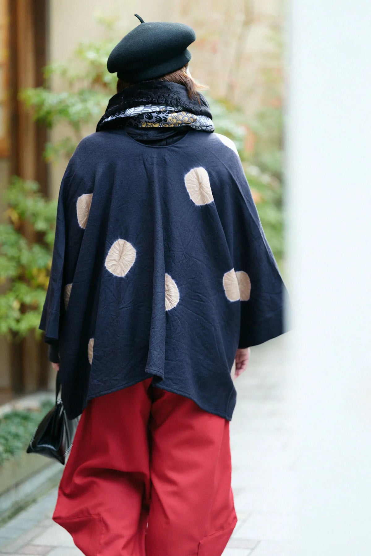 【net限定】たばた絞り 梳毛(そもう) きさらぎ 短丈/水玉大(みずたまだい) 暗褐色(あんかっしょく)×狐色(きつねいろ)