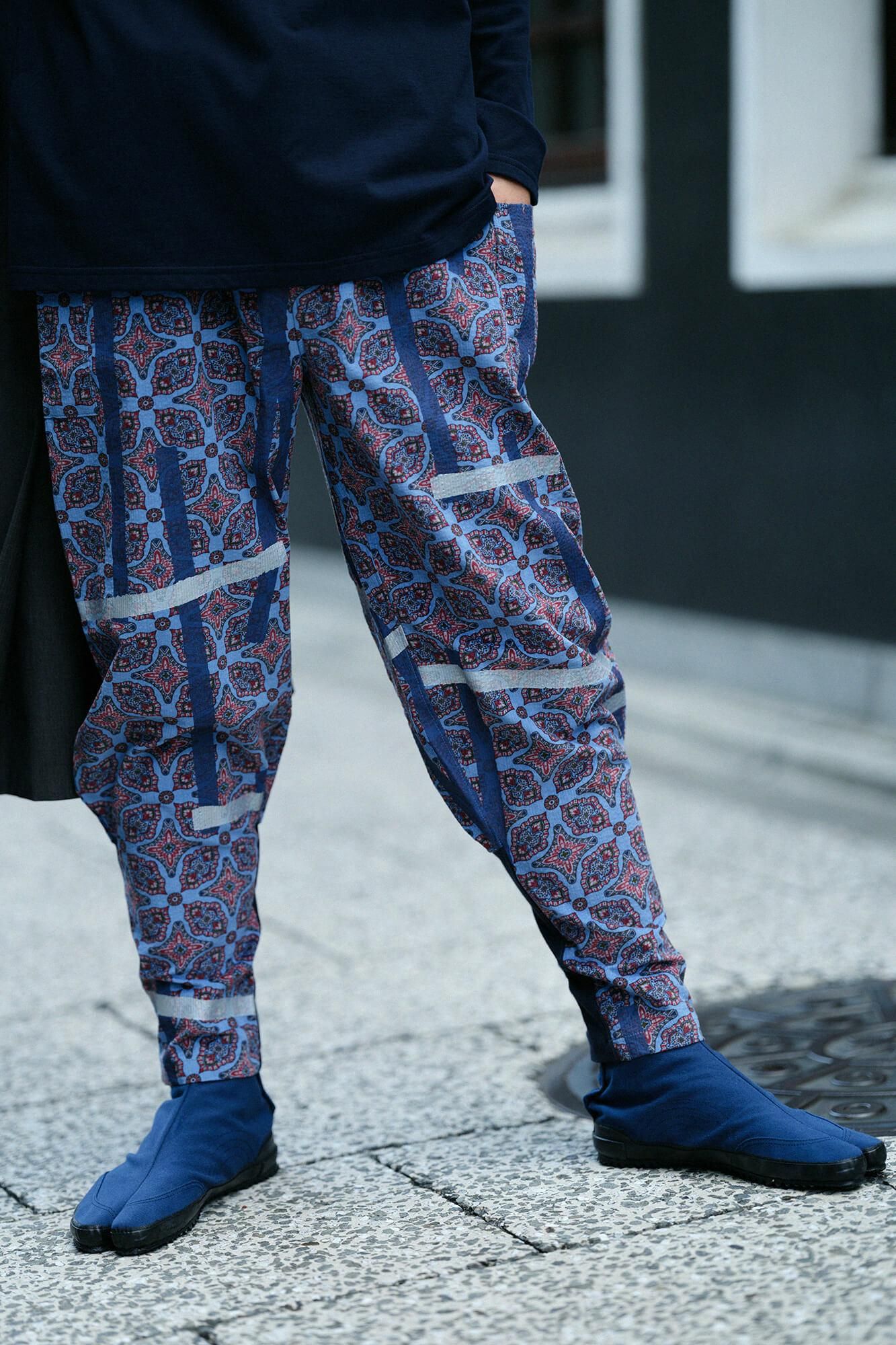 コール天 舶来文様(はくらいもんよう) 裁付(たっつけ)えんゆう穿き/鳶(とび) 水色鼠(みずいろねず)