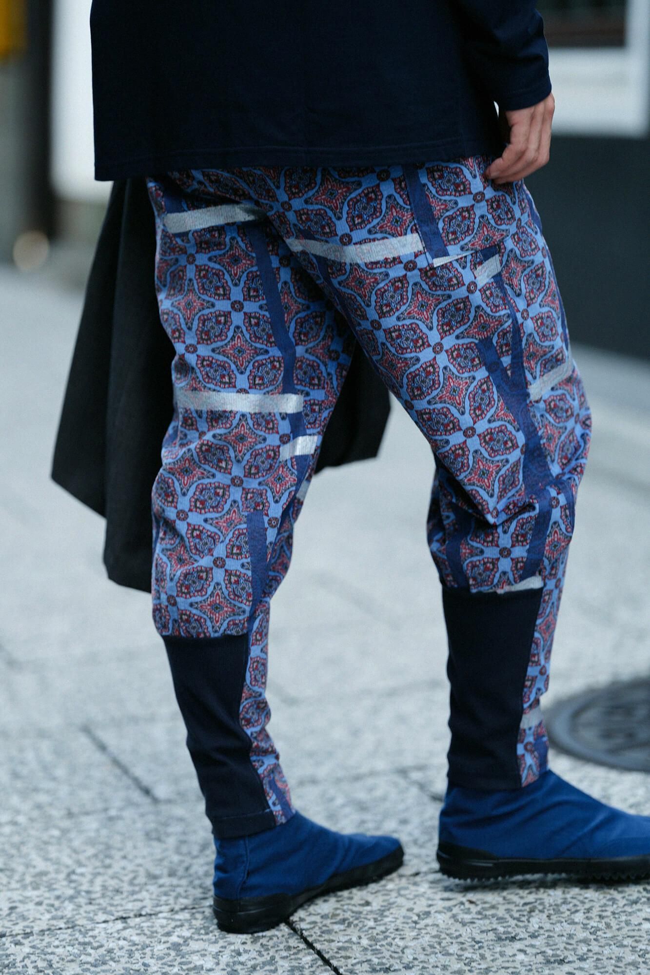 コール天 舶来文様(はくらいもんよう) 裁付(たっつけ)えんゆう穿き/鳶(とび) 水色鼠(みずいろねず)