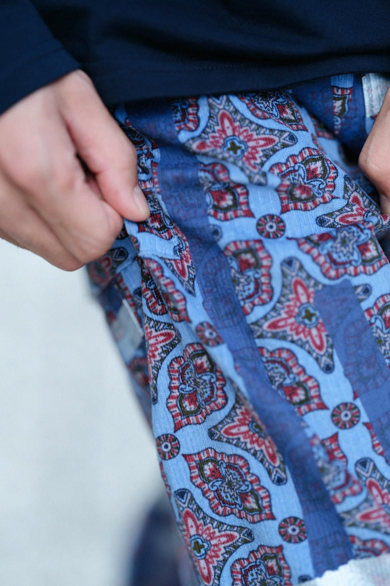 コール天 舶来文様(はくらいもんよう) 裁付(たっつけ)えんゆう穿き/鳶(とび) 水色鼠(みずいろねず)