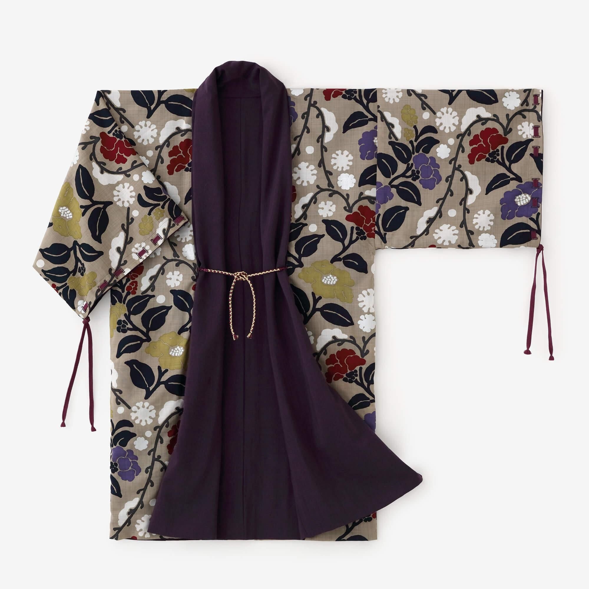 モスリン 宮中袖（きゅうちゅうそで）可逆（かぎゃく）／濃紫