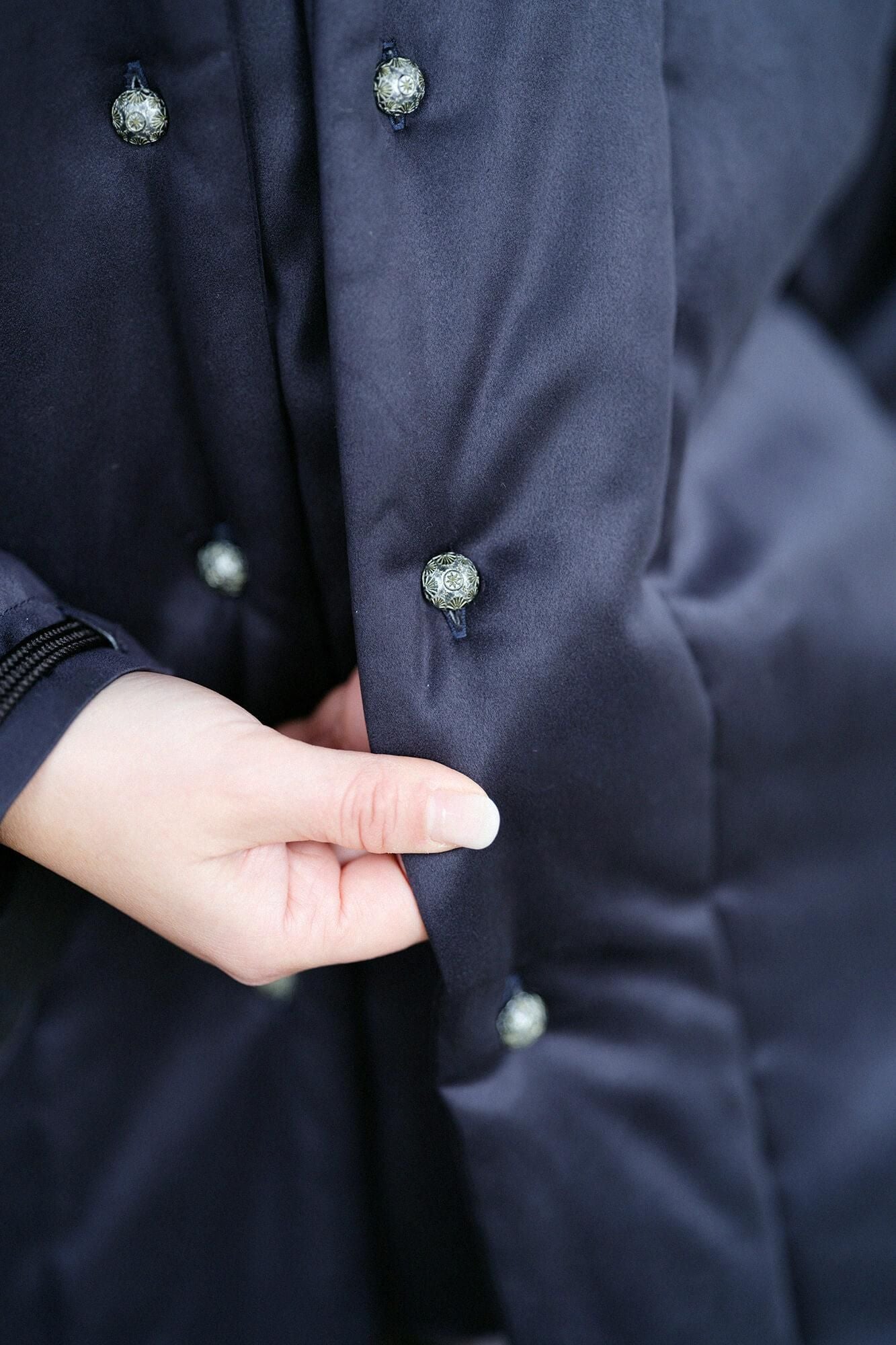 假nubuck,长chinbaori,Miyako袖子,衬里衬里,黑色和海军蓝色(黑色和海军蓝色)