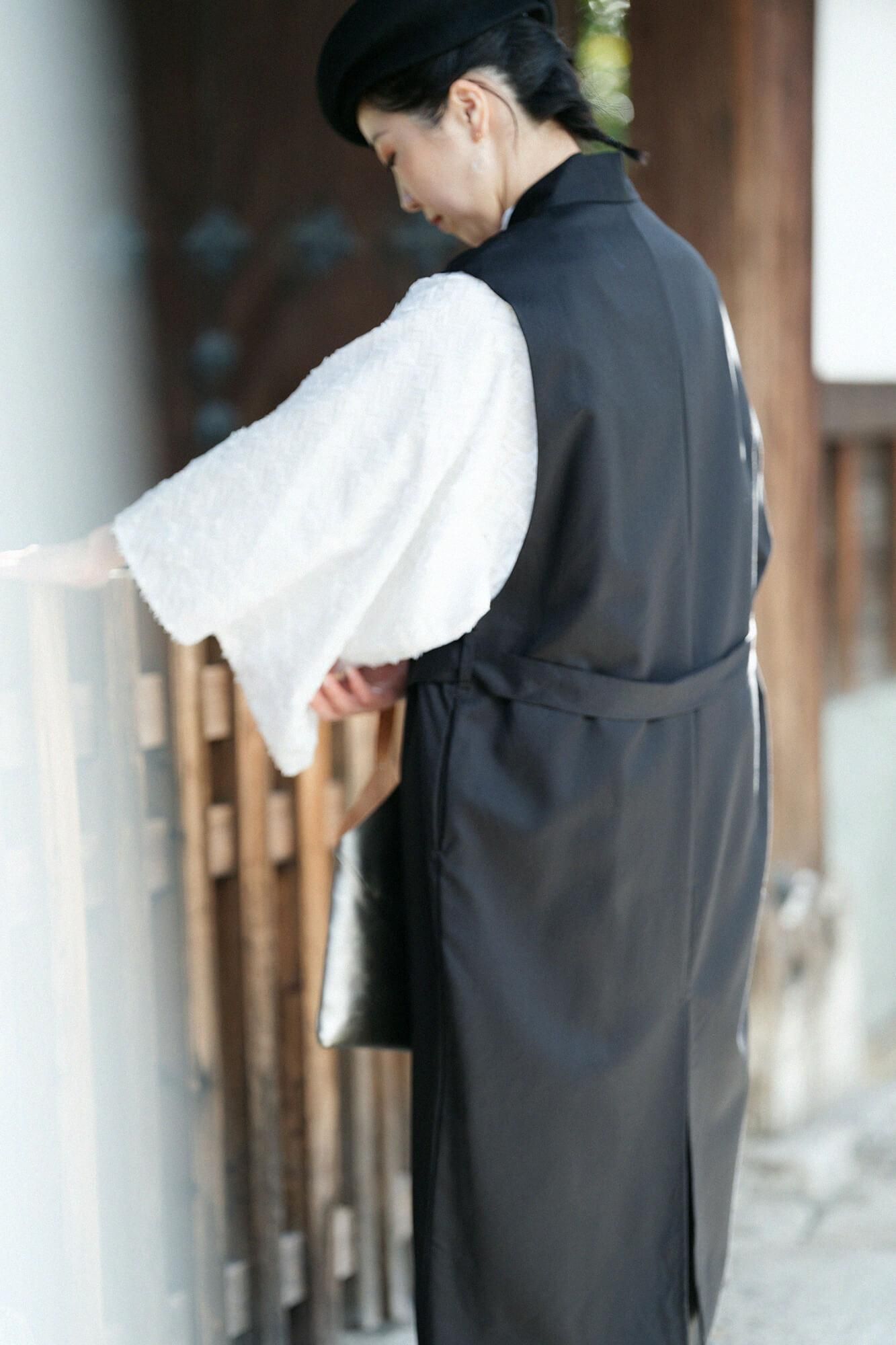 42双 梳毛(そもう) 長中衣(ながちゅうえ) 袷(あわせ)/濡羽色2(ぬればいろ)