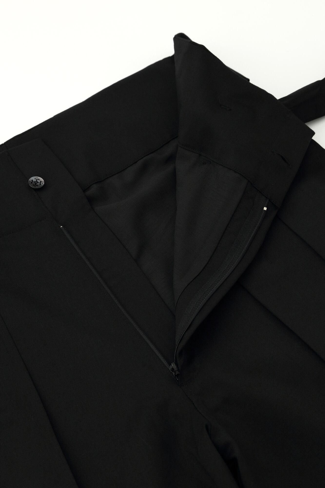 42-count Twin Yarn Combed Yarn Hakama Pants with Lining / Black