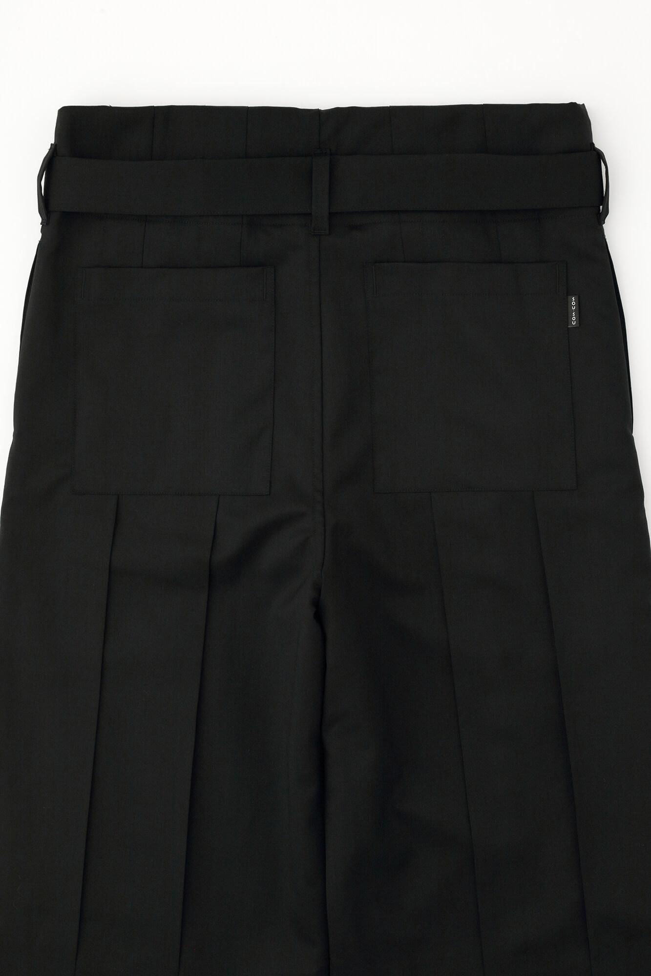 42-count Twin Yarn Combed Yarn Hakama Pants with Lining / Black