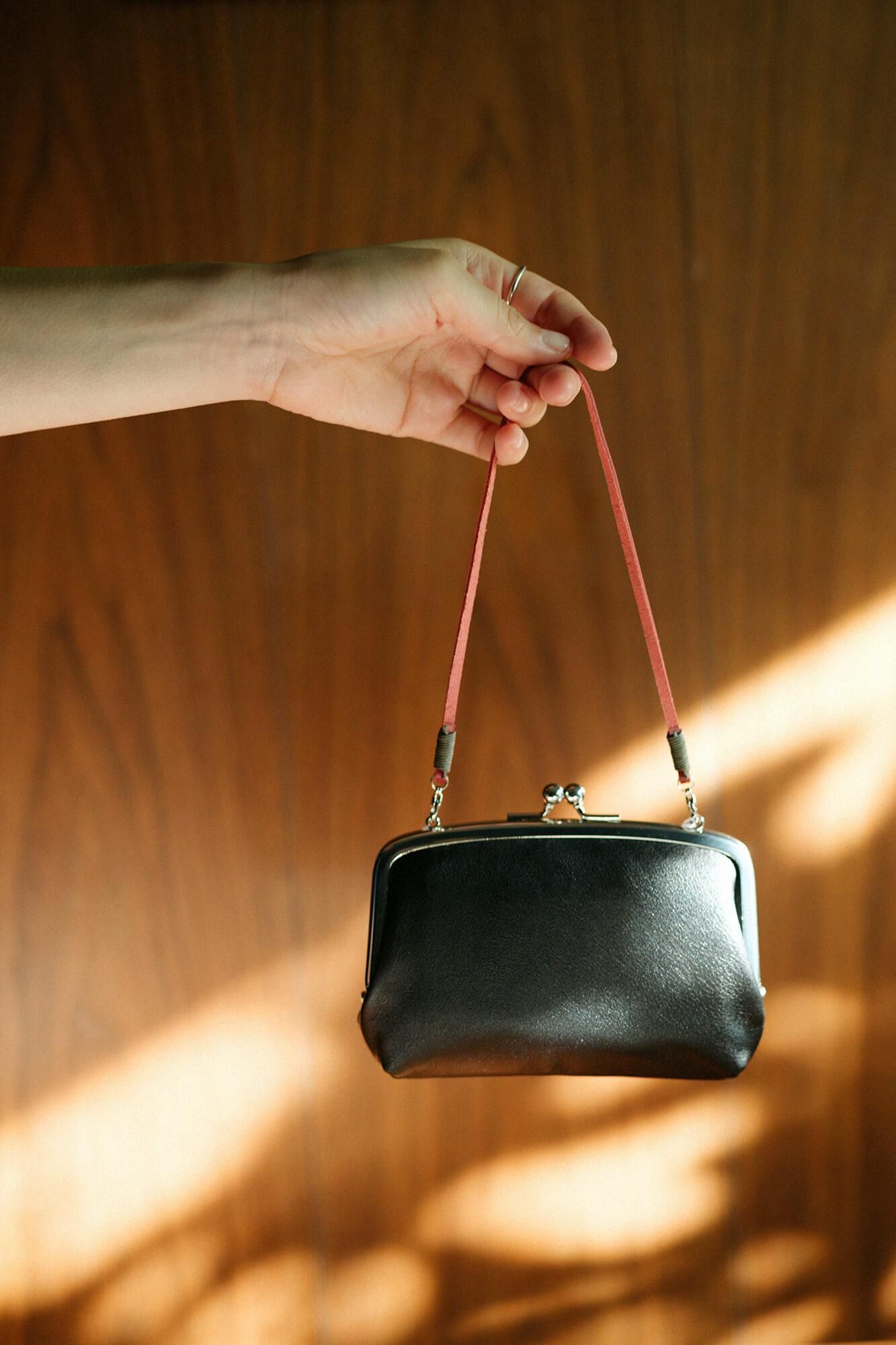 革 がま口 (親子)/濡羽色(ぬればいろ)×豆SO-SU-U