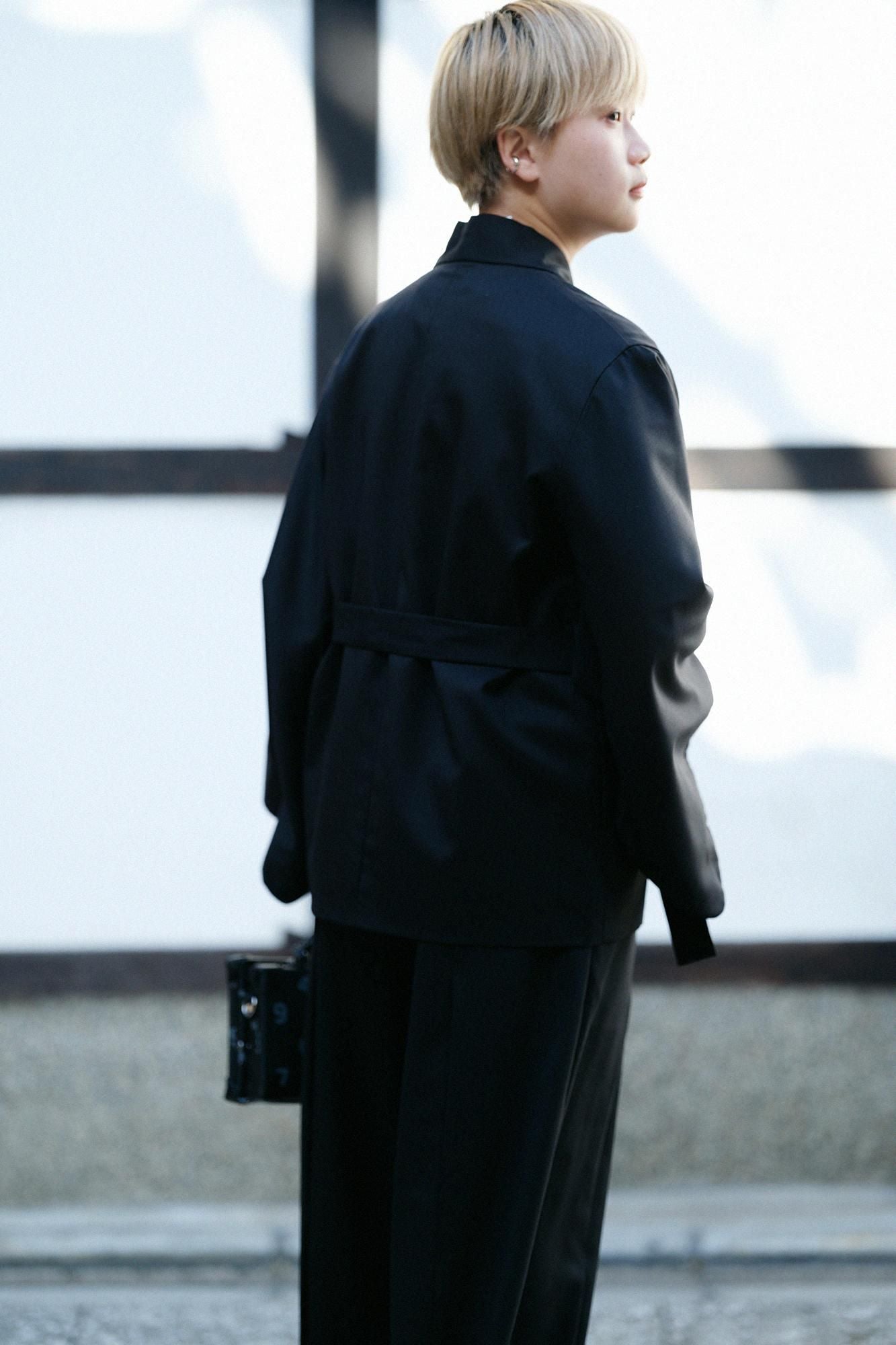 42 Count 2-ply Short Combed Yarn Short Coat with Lining / Black