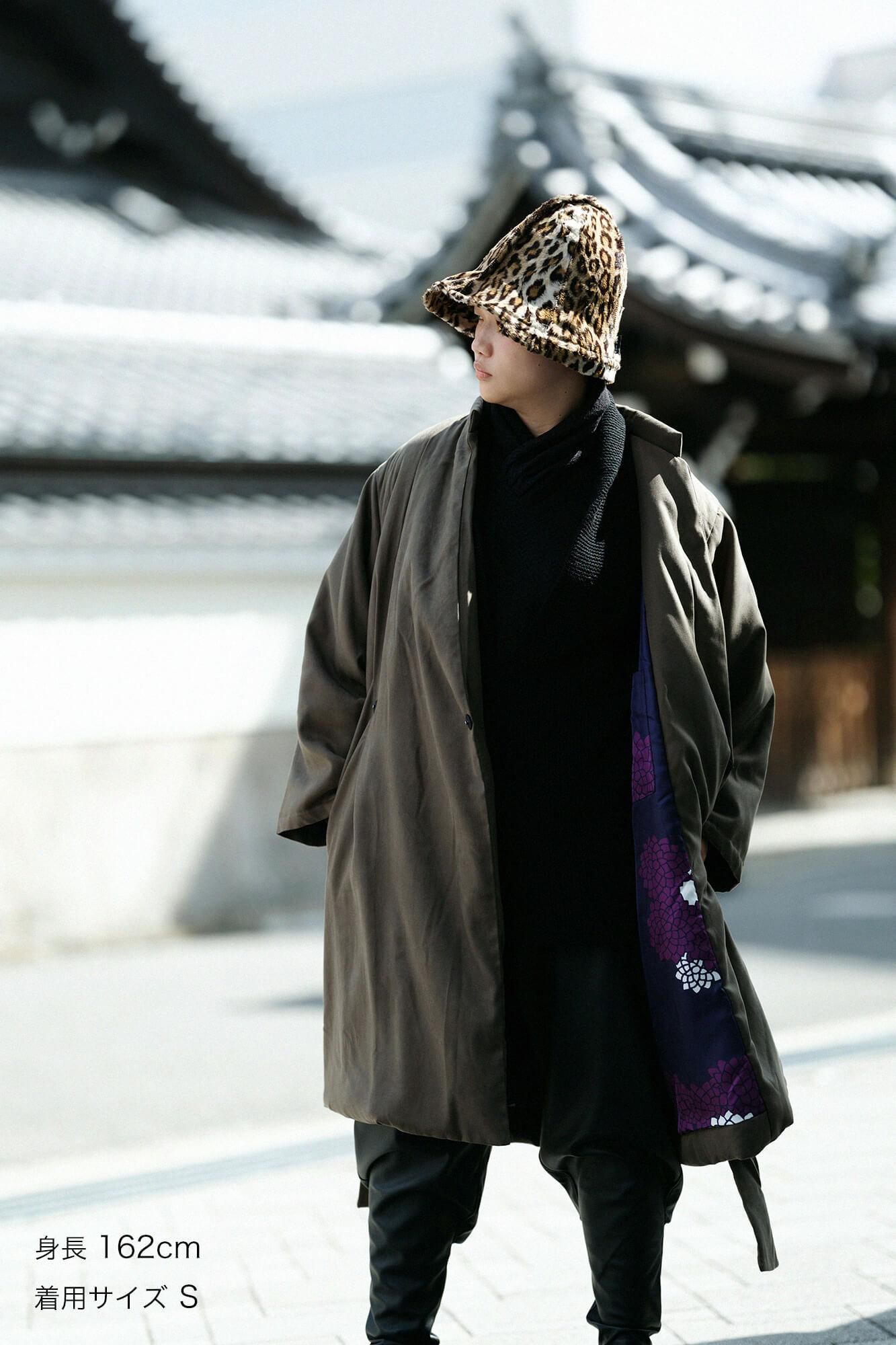 仿麂皮 丹前外套 夾棉 附裡襯/黄枯茶色×雲間菊