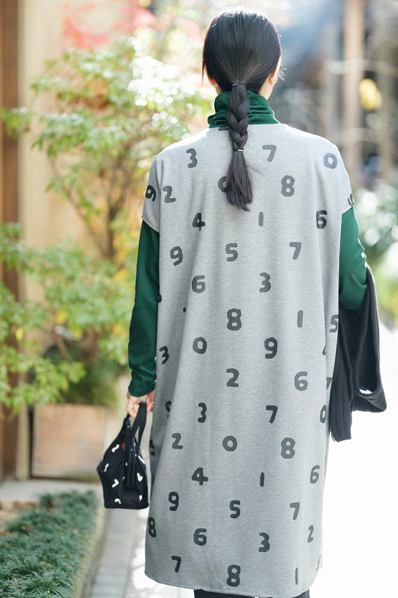 羊毛混合物,双面针织(ryomen ami)矩形长袍(chohokei)肩线/so-su-u mokuzumi(mokuzumi)