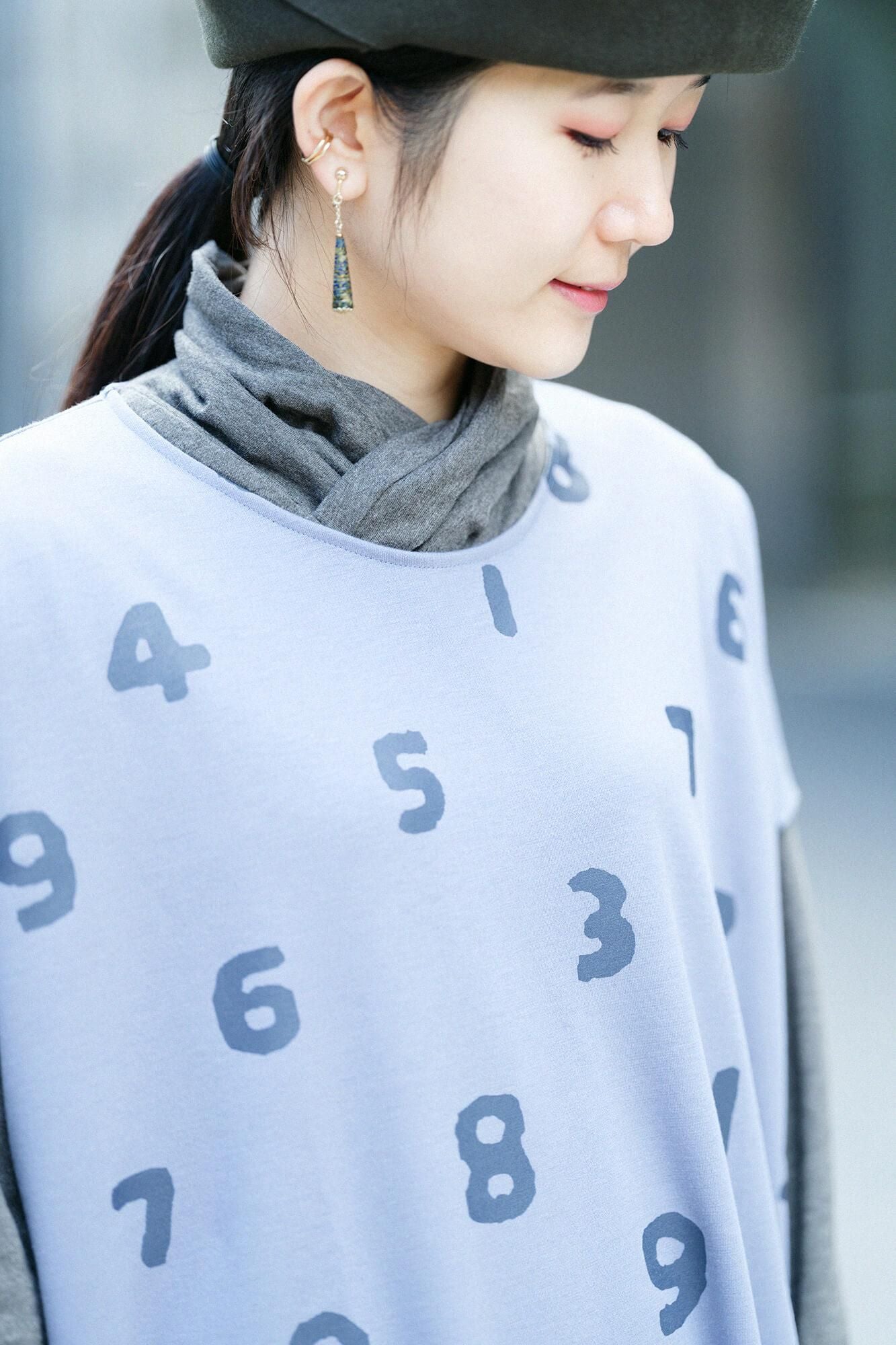 ウール混 両面編(りょうめんあみ) 長方形衣(ちょうほうけい) 肩線(かたせん)/SO-SU-U 縹鼠(はなだねず)