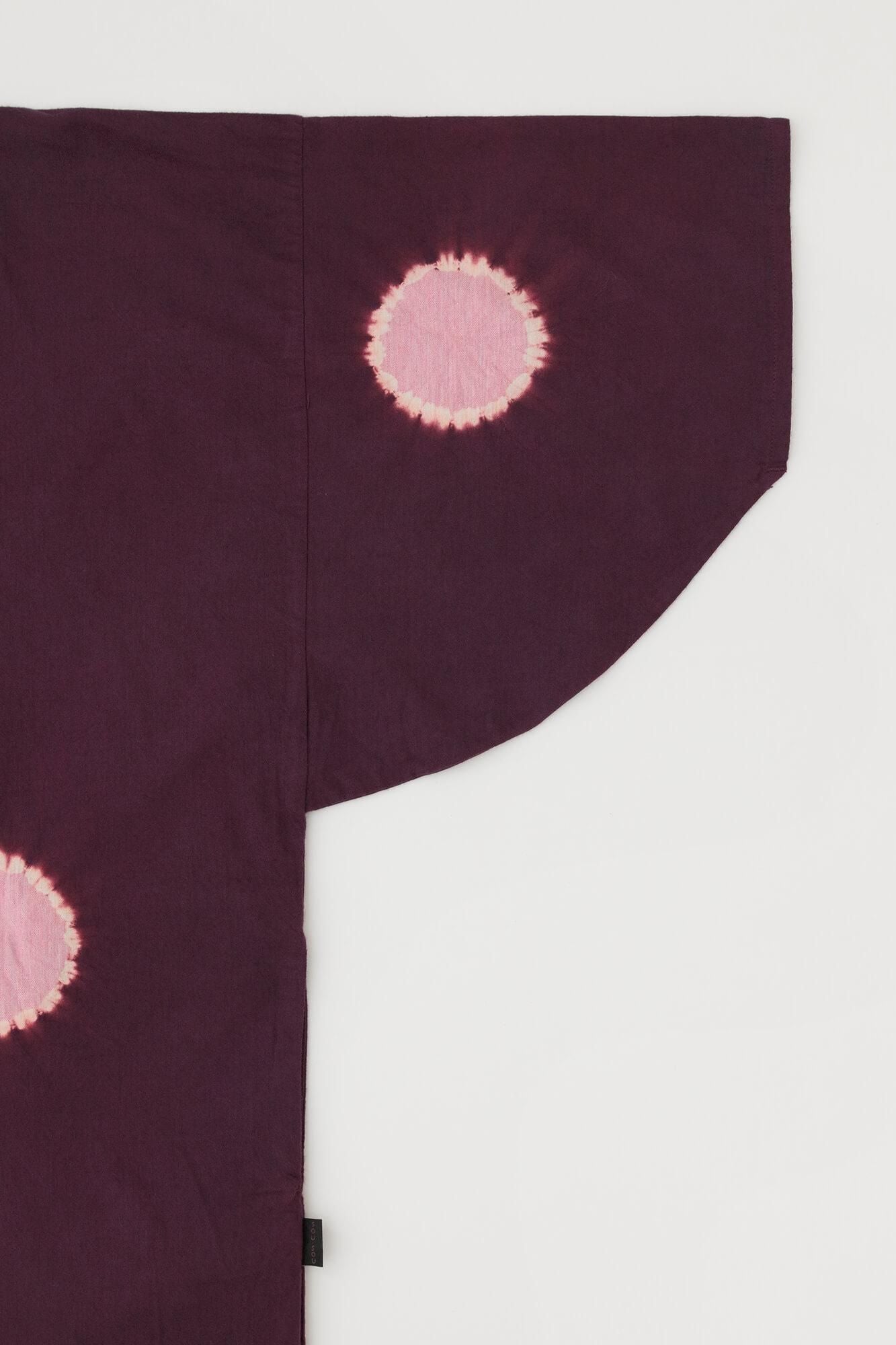 近清絞り 綿毛綾織(めんけあやおり) 薙刀長方形衣(なぎなたちょうほうけい)/水玉大(みずたまだい) 濃紫(こきむらさき)×鴇色(ときいろ)