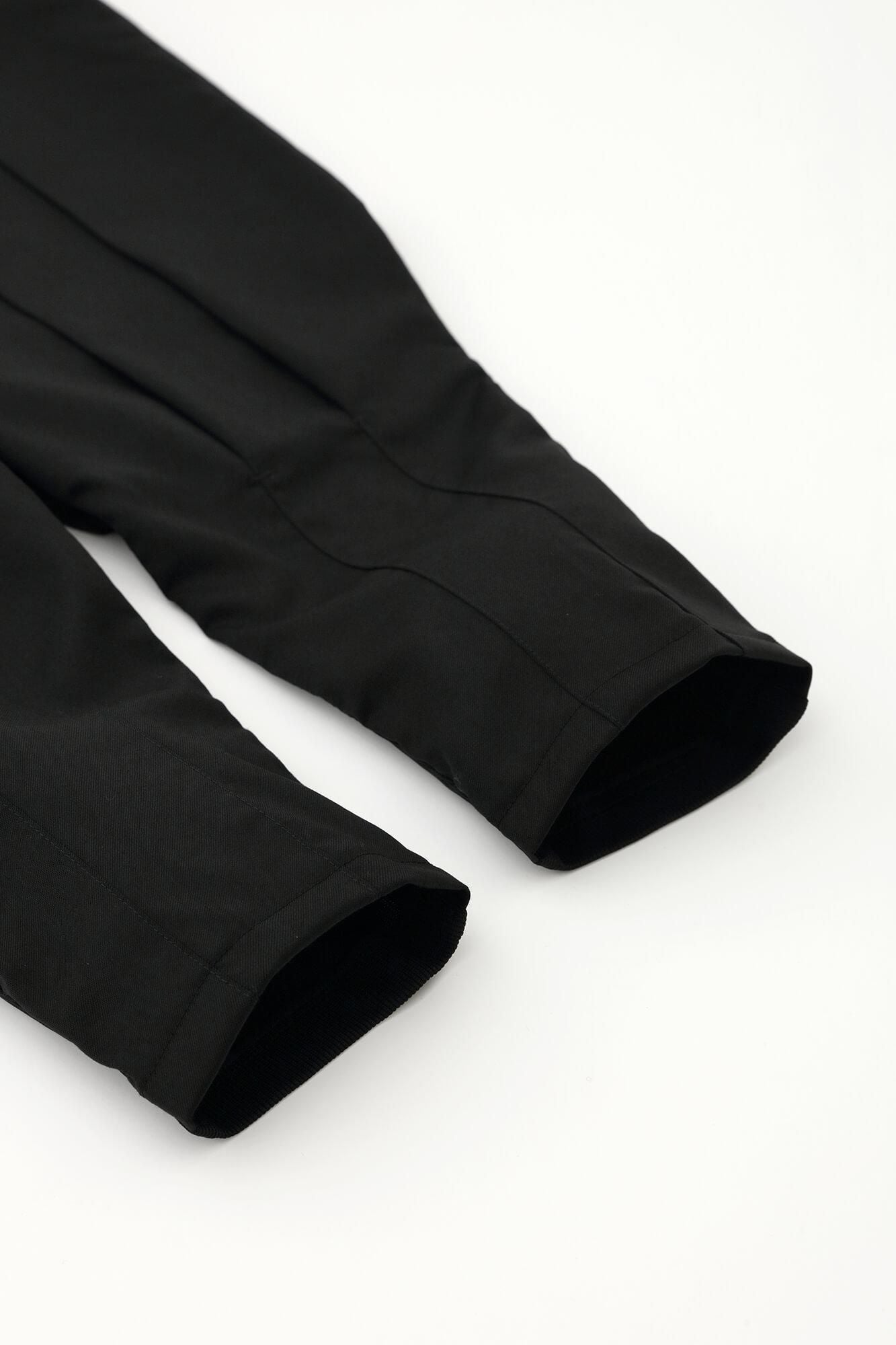 42雙線 梳毛 裁付袴型褲/黑色