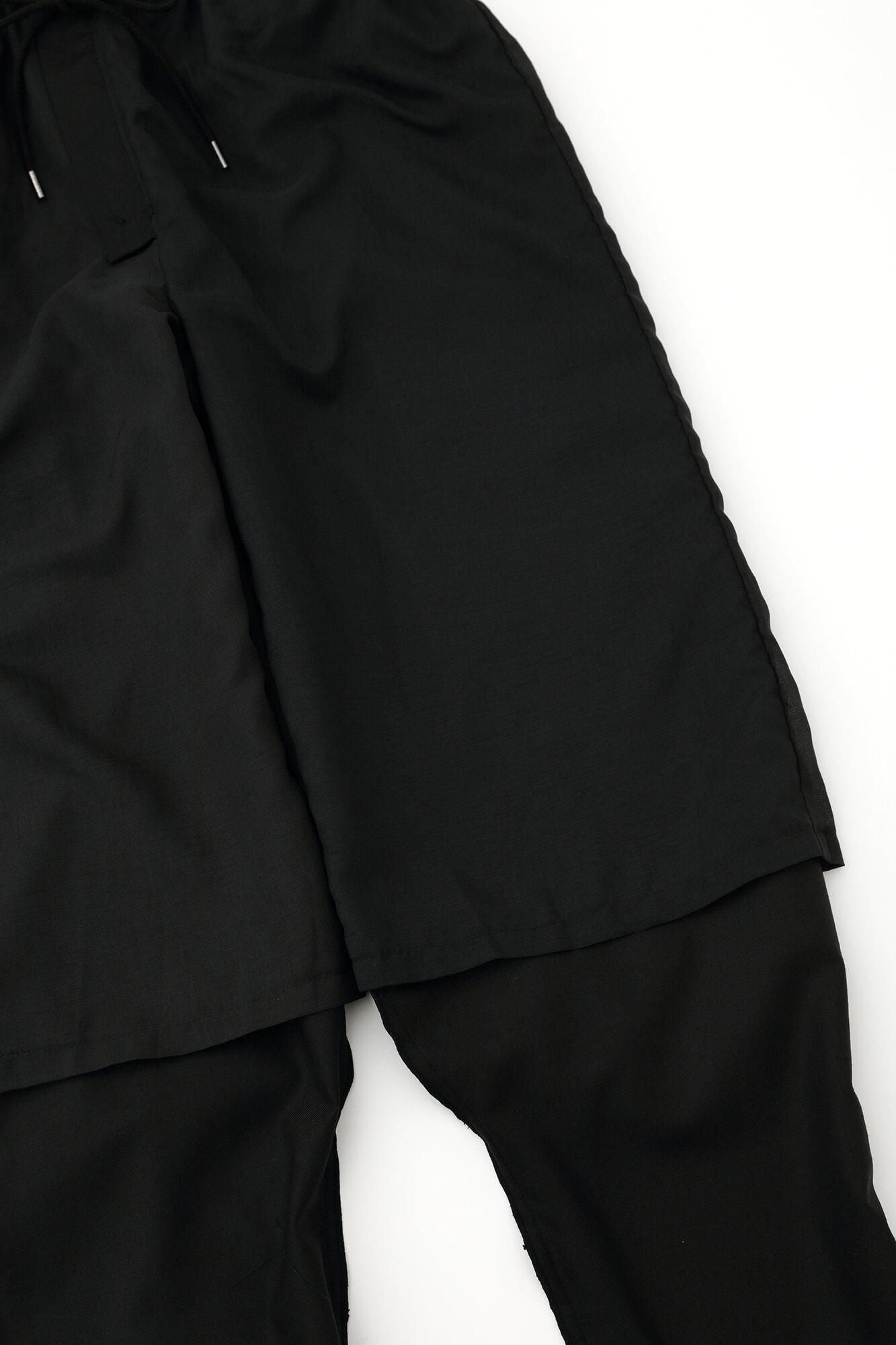 42雙線 梳毛 聊 哈倫褲/黑色