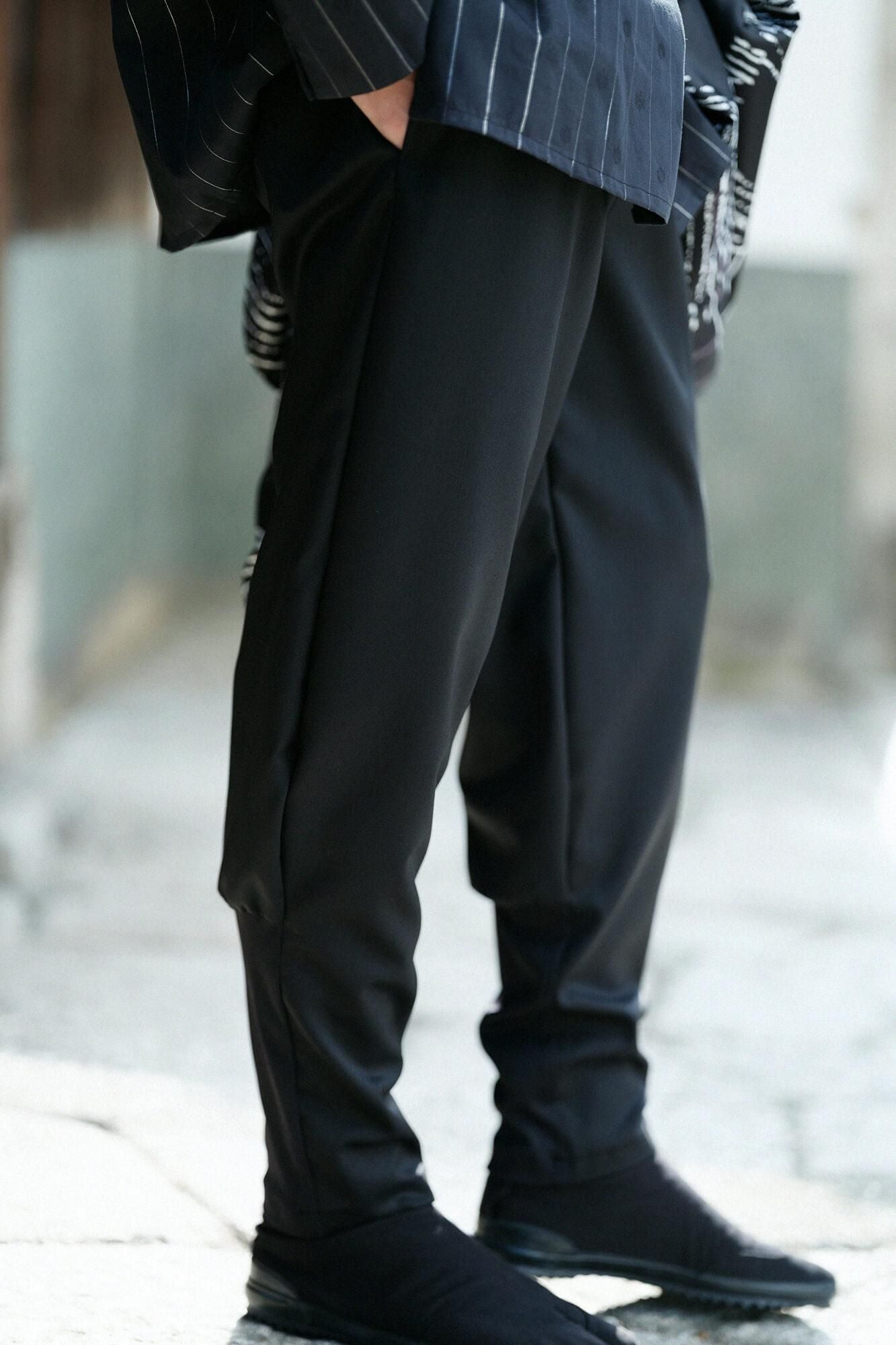 42雙線 梳毛 聊 哈倫褲/黑色