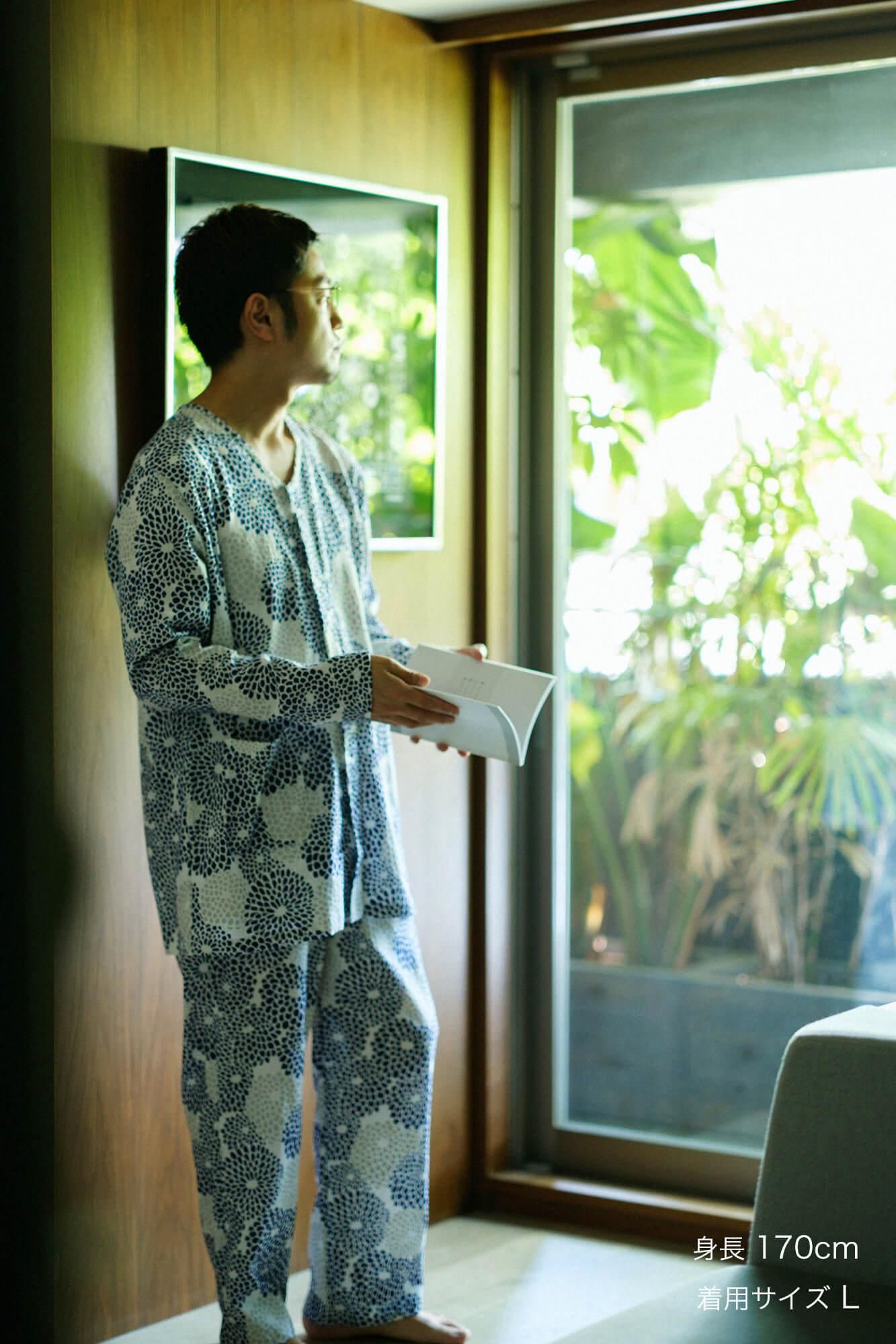 高島縮棉 20/20 圖案紋樣居家服/全菊 清風2