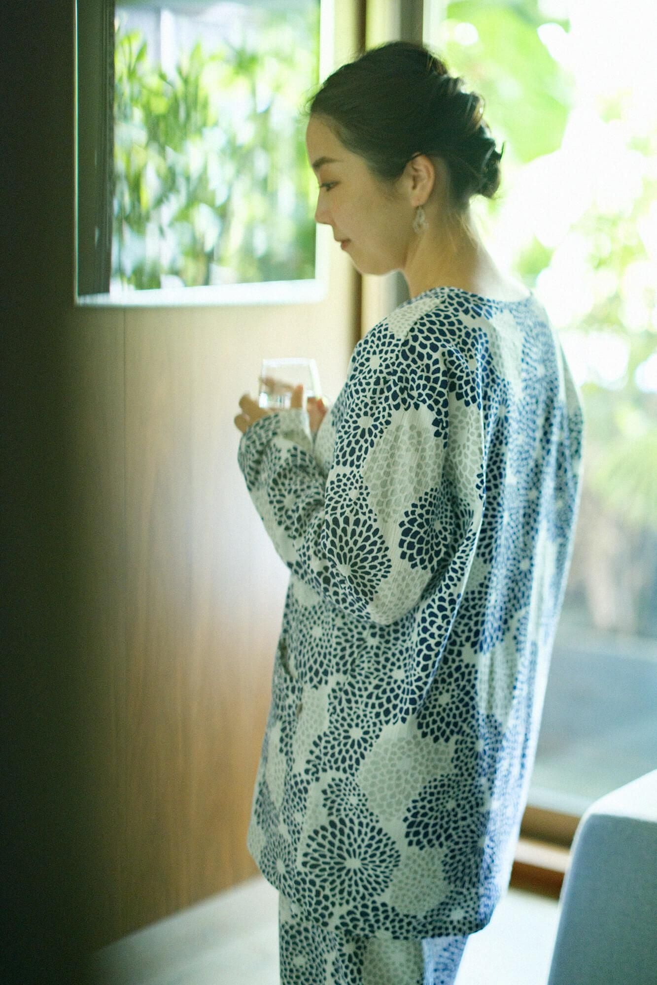 高島縮棉 20/20 圖案紋樣居家服/全菊 清風2