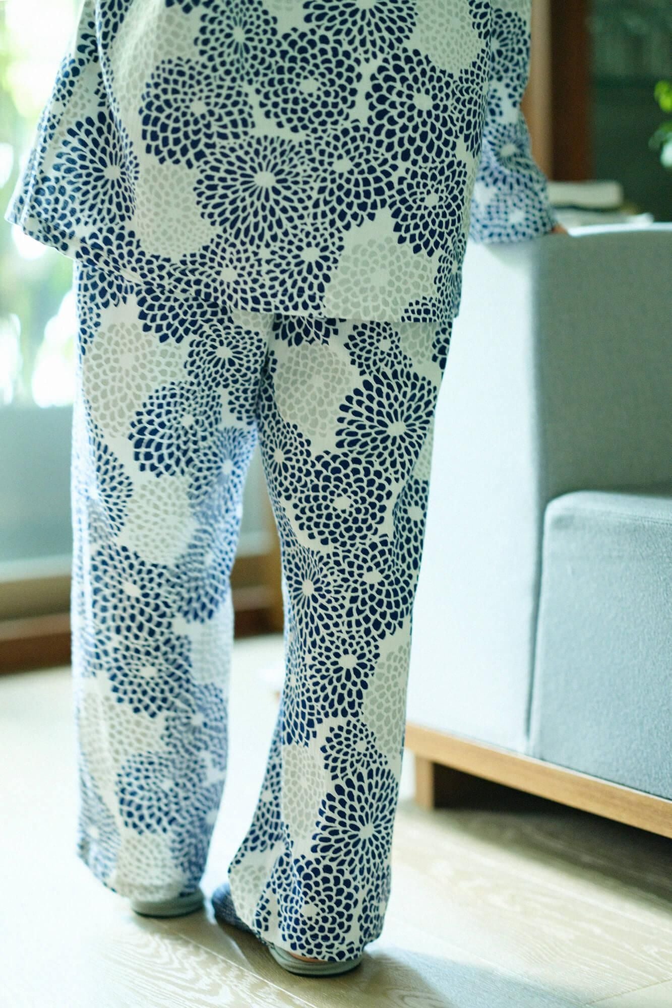 高島縮棉 20/20 圖案紋樣居家服/全菊 清風2