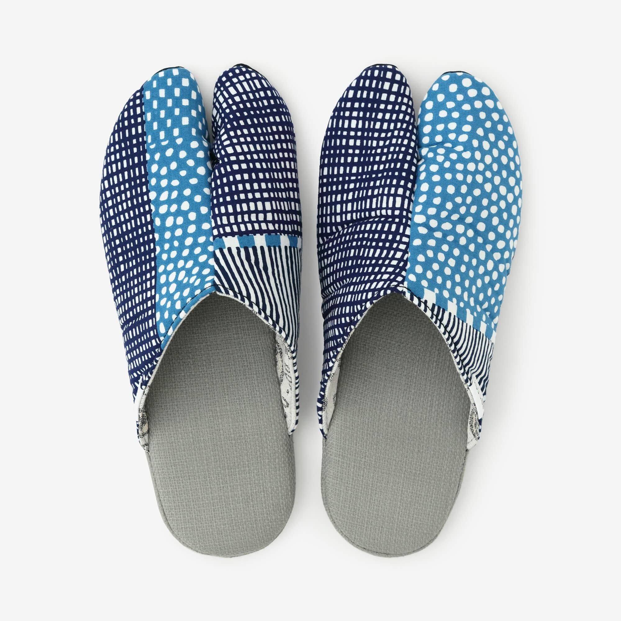 窄版室內分趾拖鞋/點線 青和