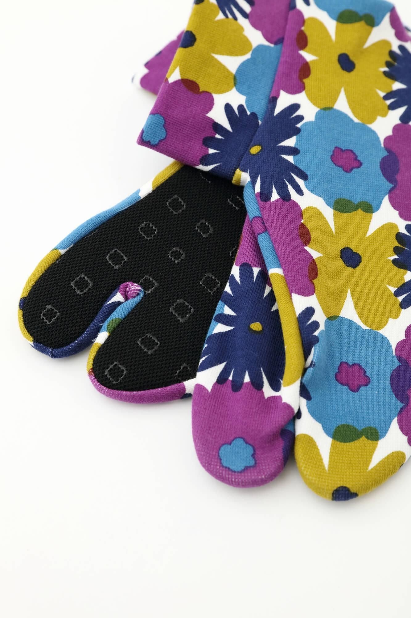 棉質圖案 彈性足袋襪/落落大方 繽紛 ※防滑襪底